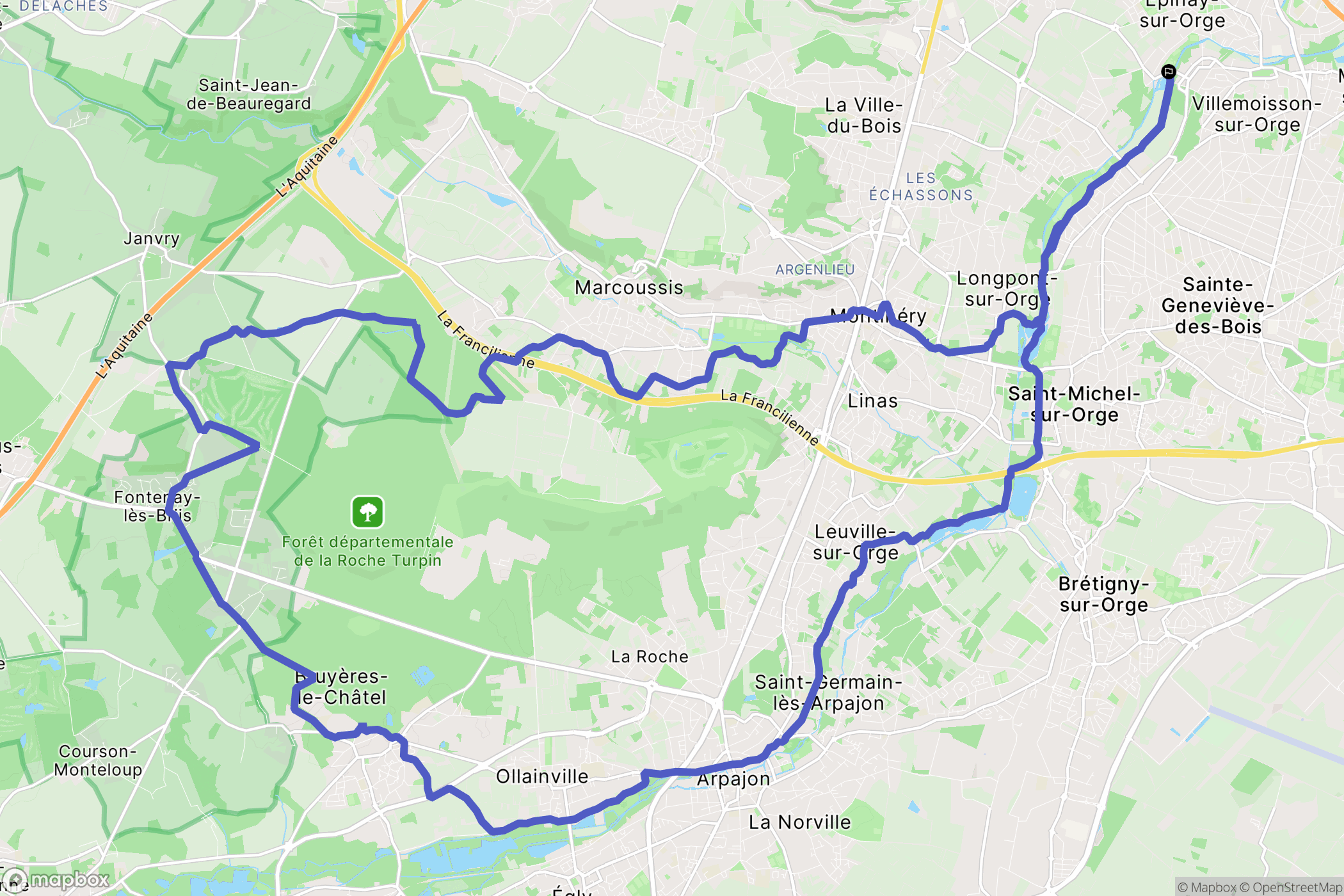 Épinay-sur-Orge : carte du parcours de randonnée - France