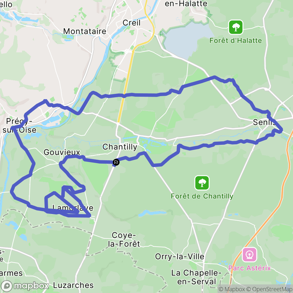 Chantilly : carte du parcours de randonnée - France