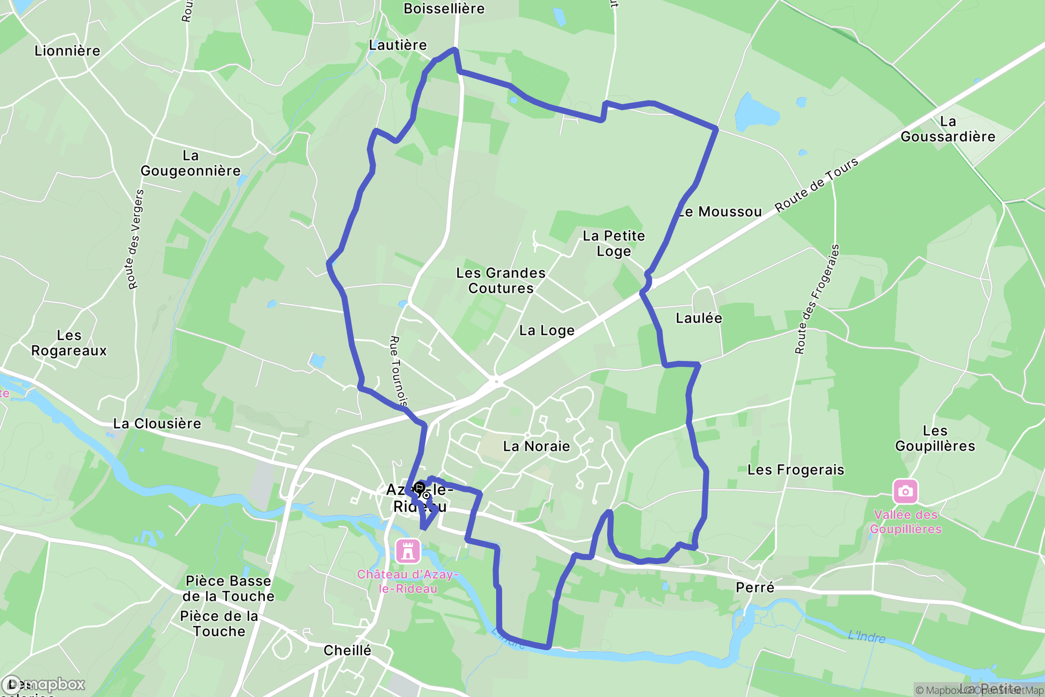 Azay-le-Rideau : carte du parcours de randonnée - France