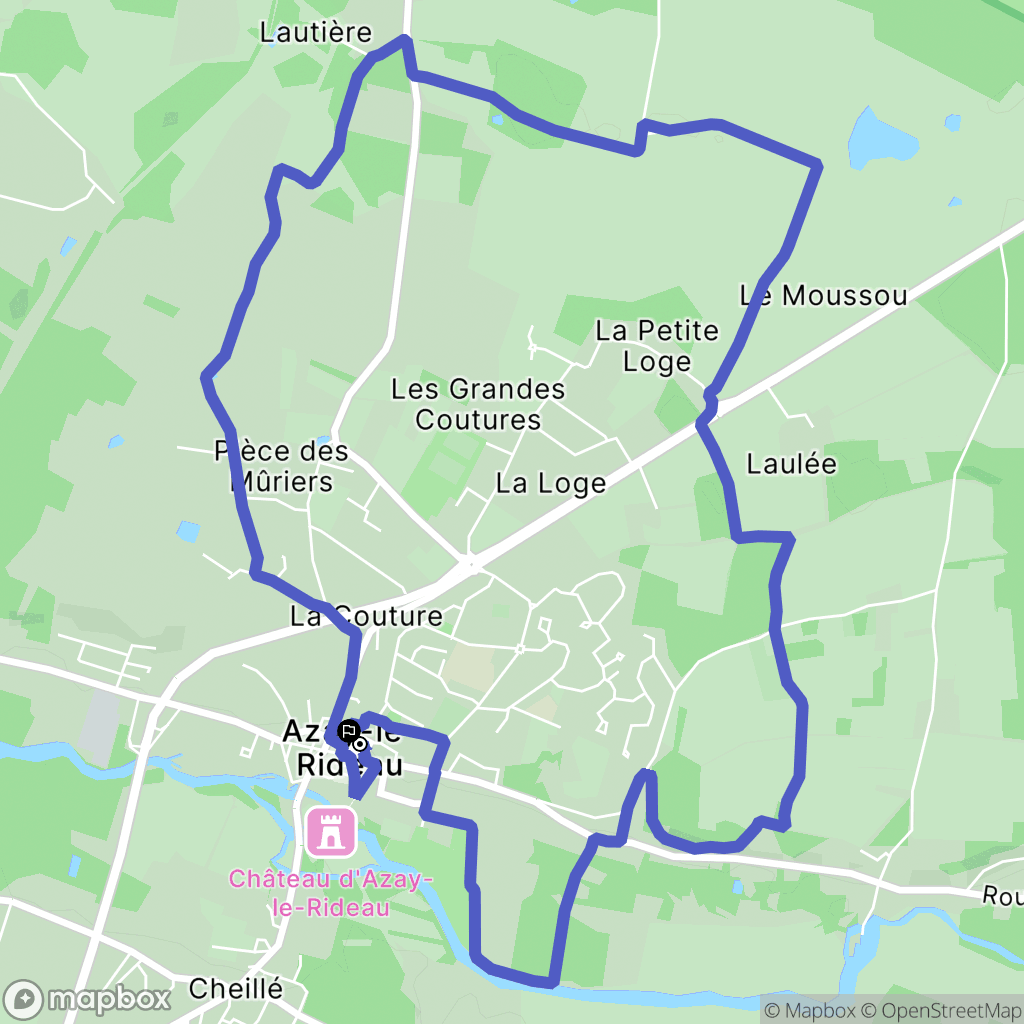 Azay-le-Rideau : carte du parcours de randonnée - France