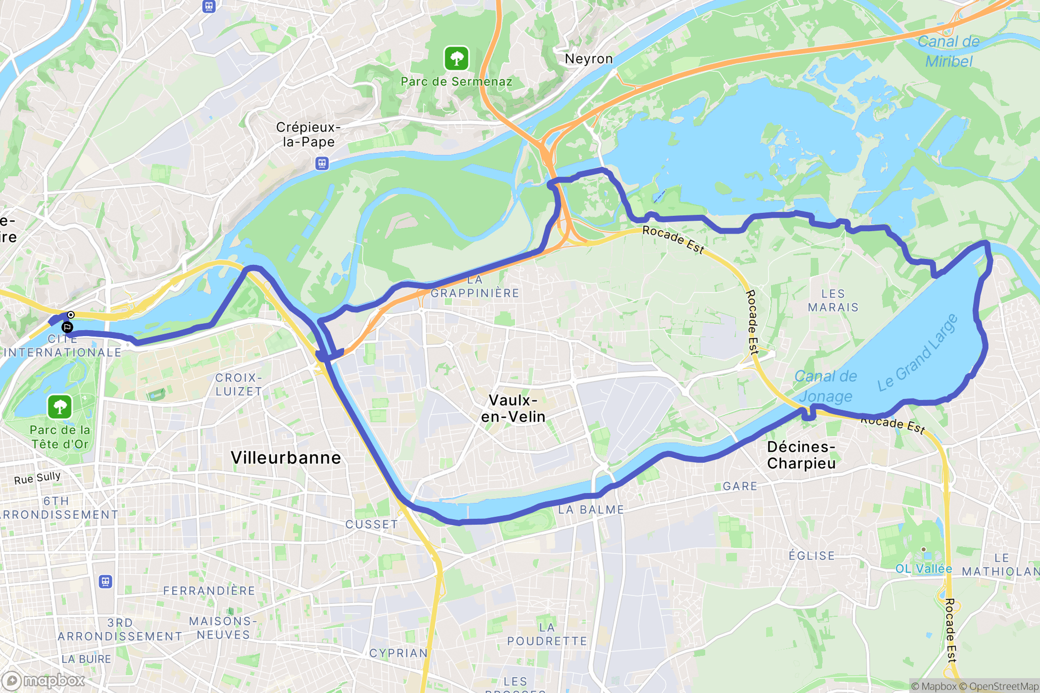 Caluire-et-Cuire : carte du parcours de randonnée - France