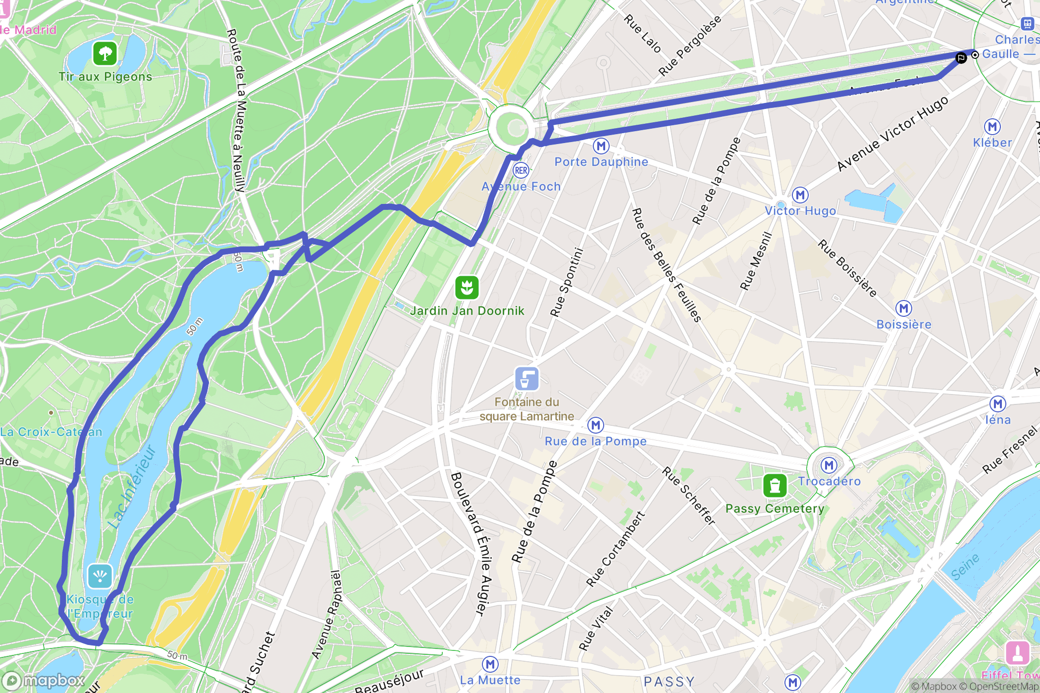 Paris : carte du parcours de randonnée - France