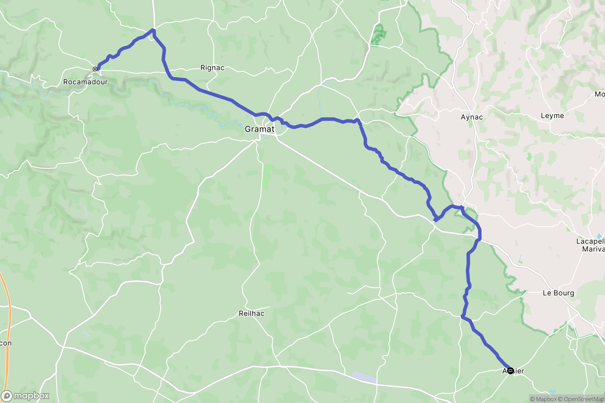 Rocamadour : carte du parcours de randonnée - France