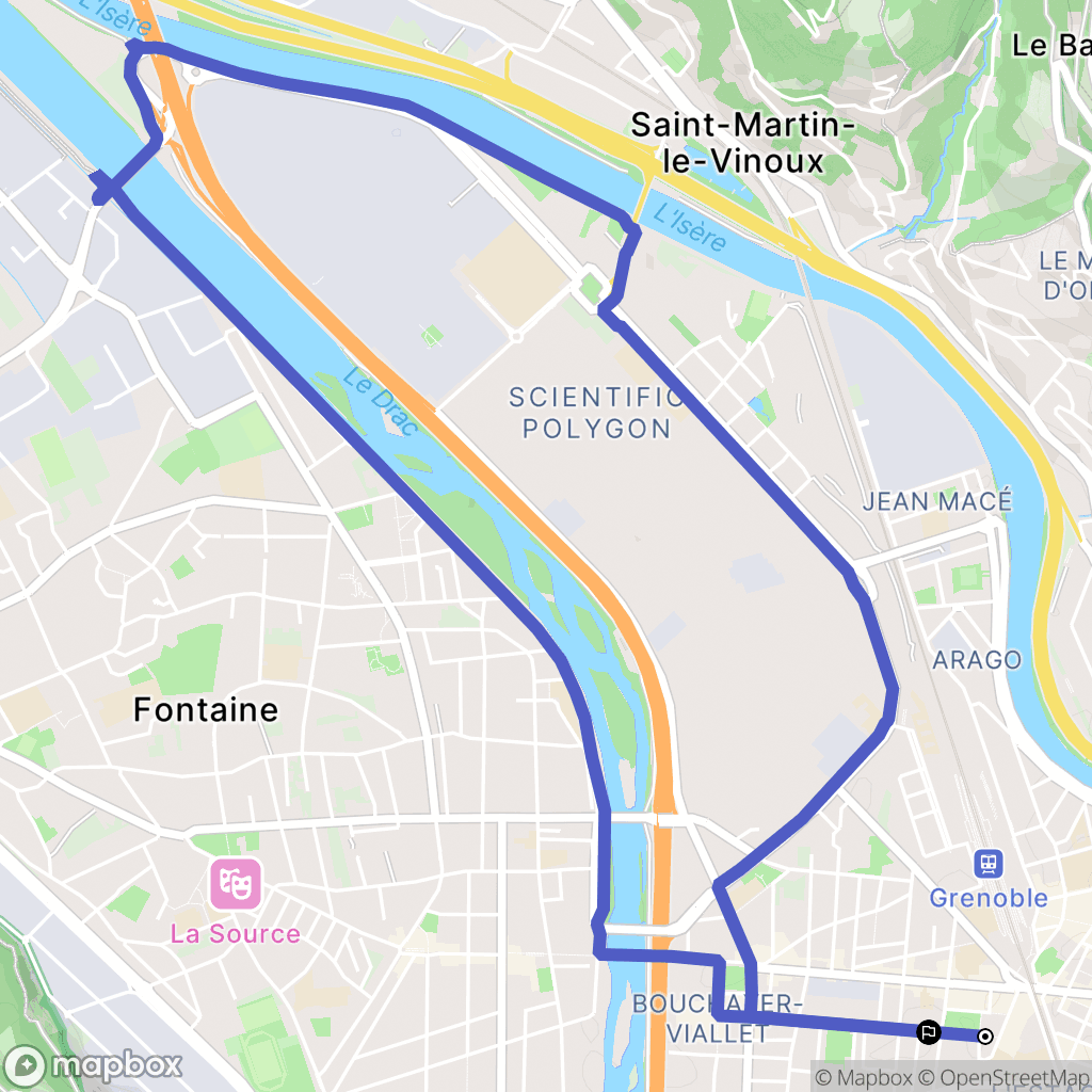 Grenoble : carte du parcours de randonnée - France