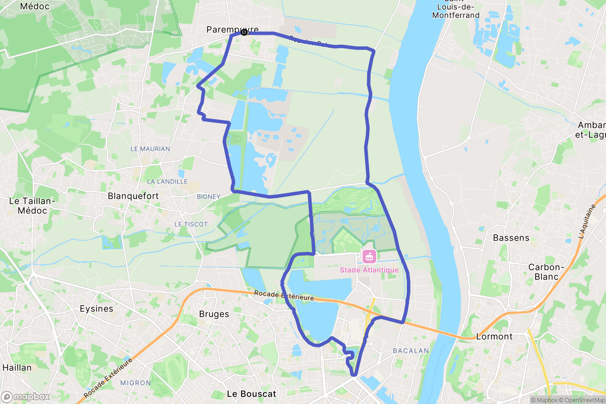 Parempuyre : carte du parcours de randonnée - France