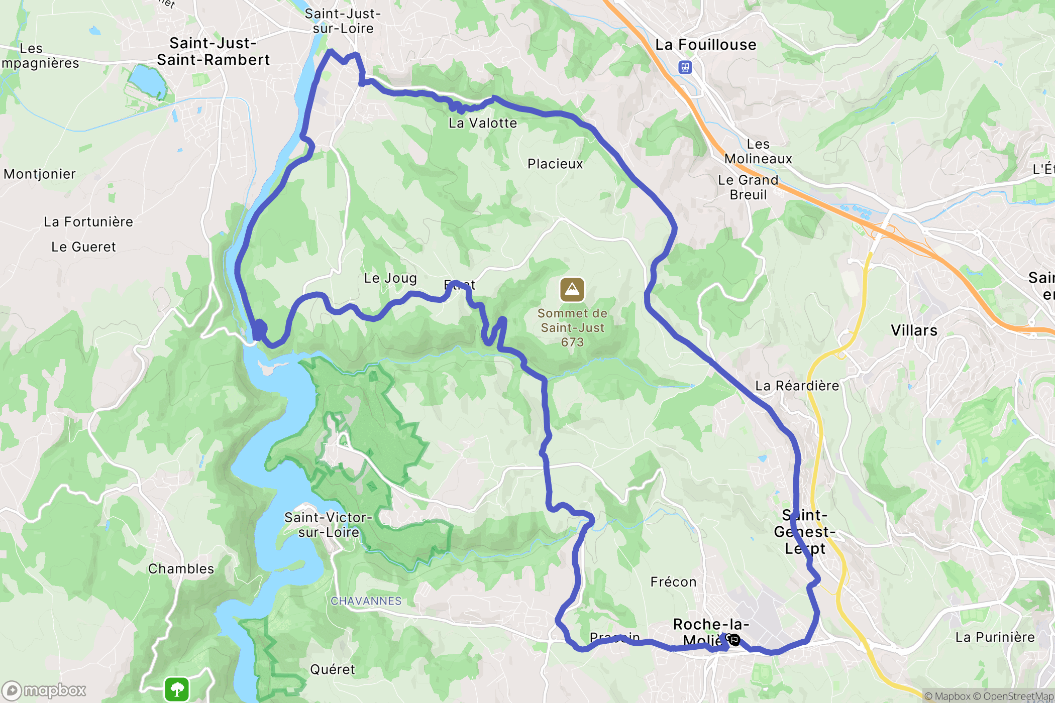 Roche-la-Molière : carte du parcours de randonnée - France