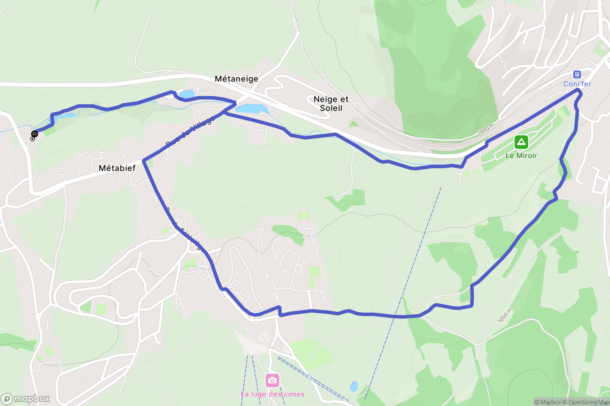 Métabief : carte du parcours de randonnée - France