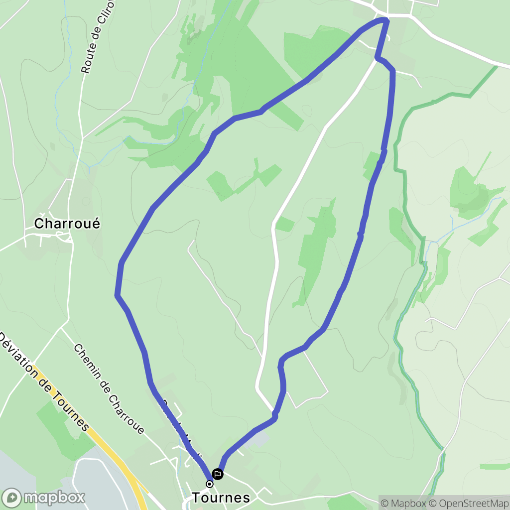Tournes : carte du parcours de randonnée - France