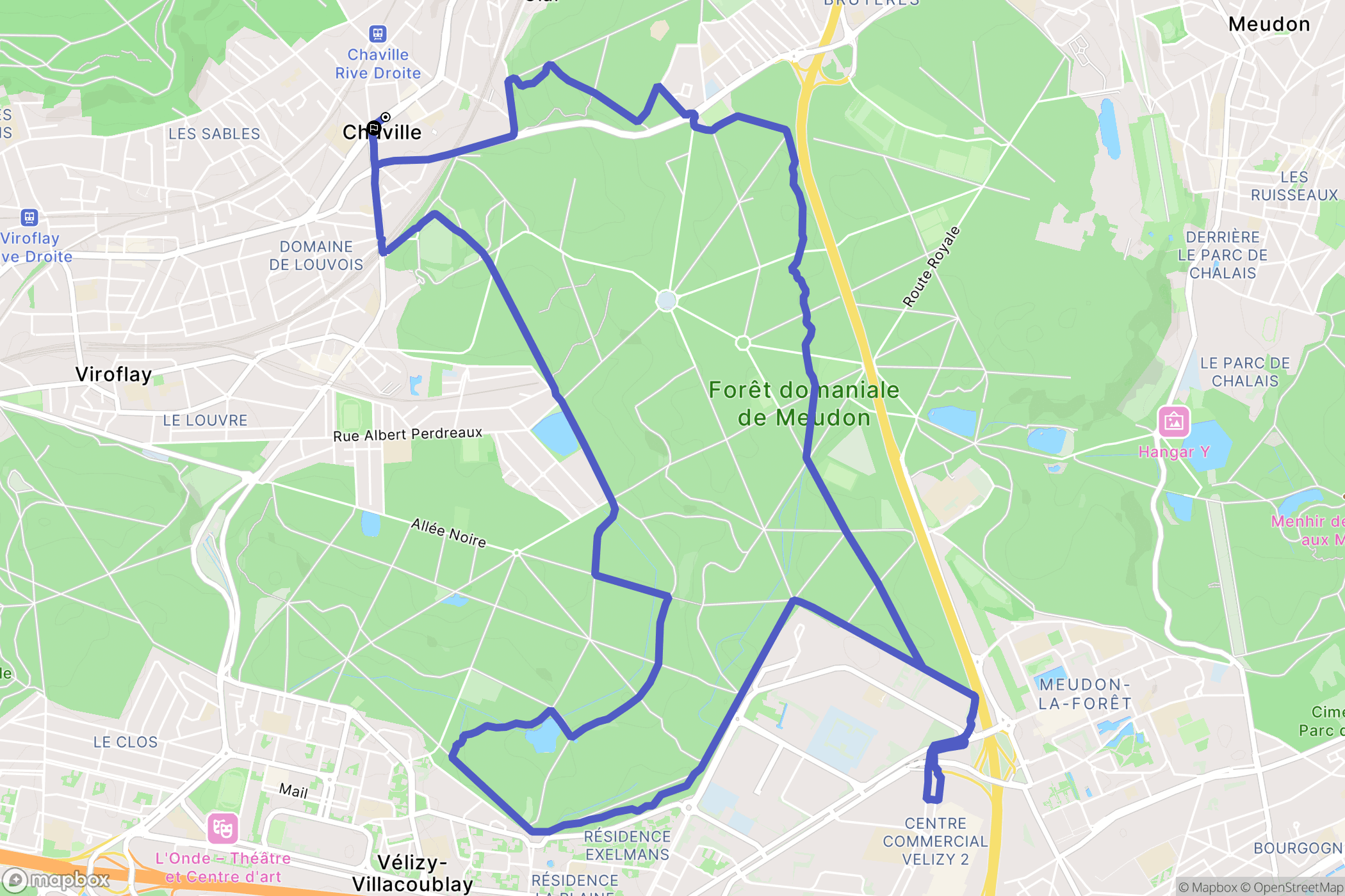 Chaville : carte du parcours de randonnée - France