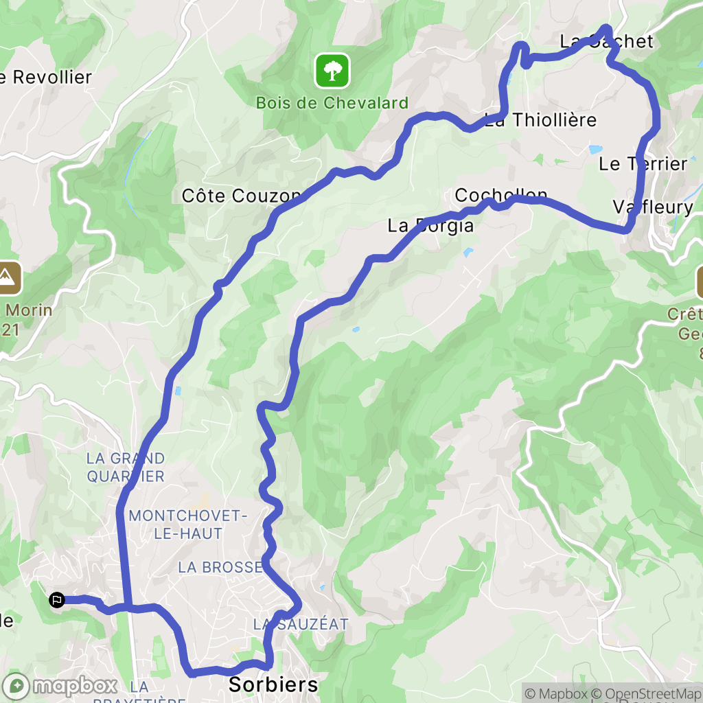Sorbiers : carte du parcours de randonnée - France