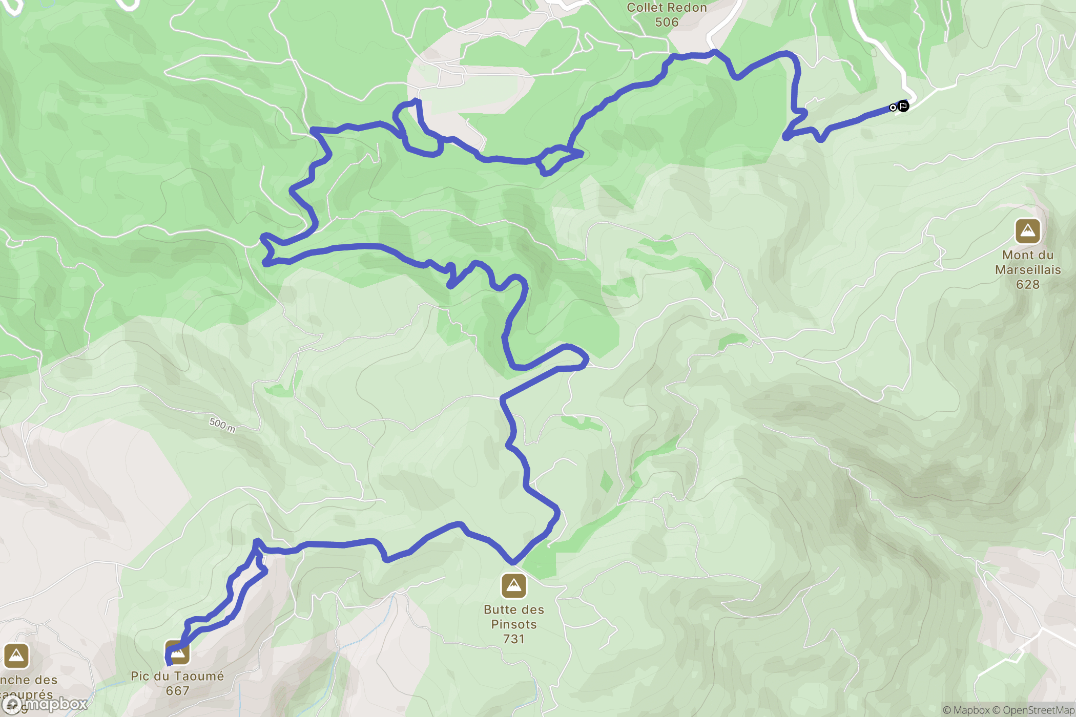 Peypin : carte du parcours de randonnée - France