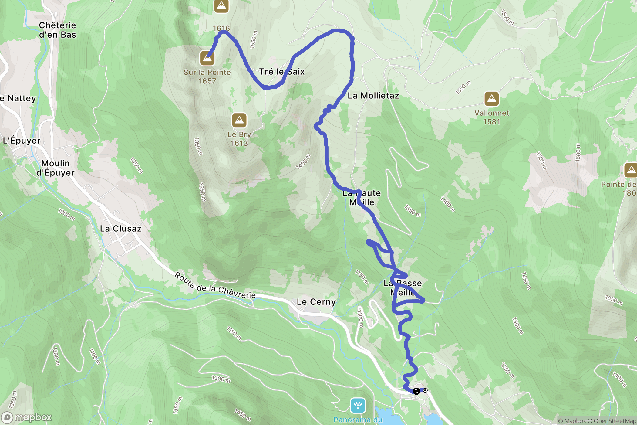 Bellevaux : carte du parcours de randonnée - France