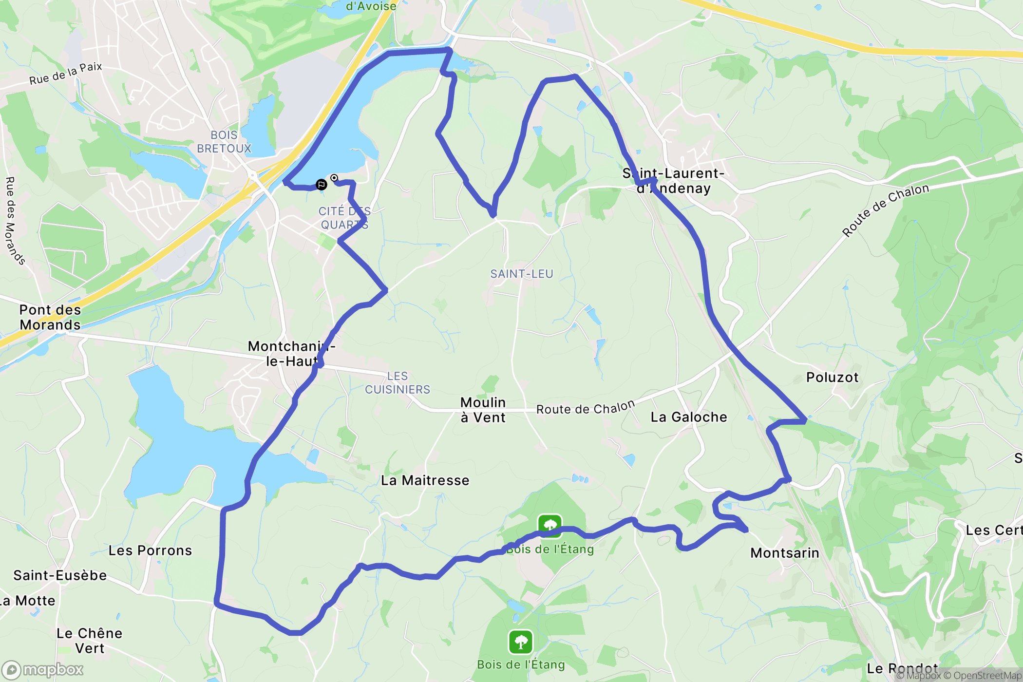 Saint-Laurent-d'Andenay : carte du parcours de randonnée - France