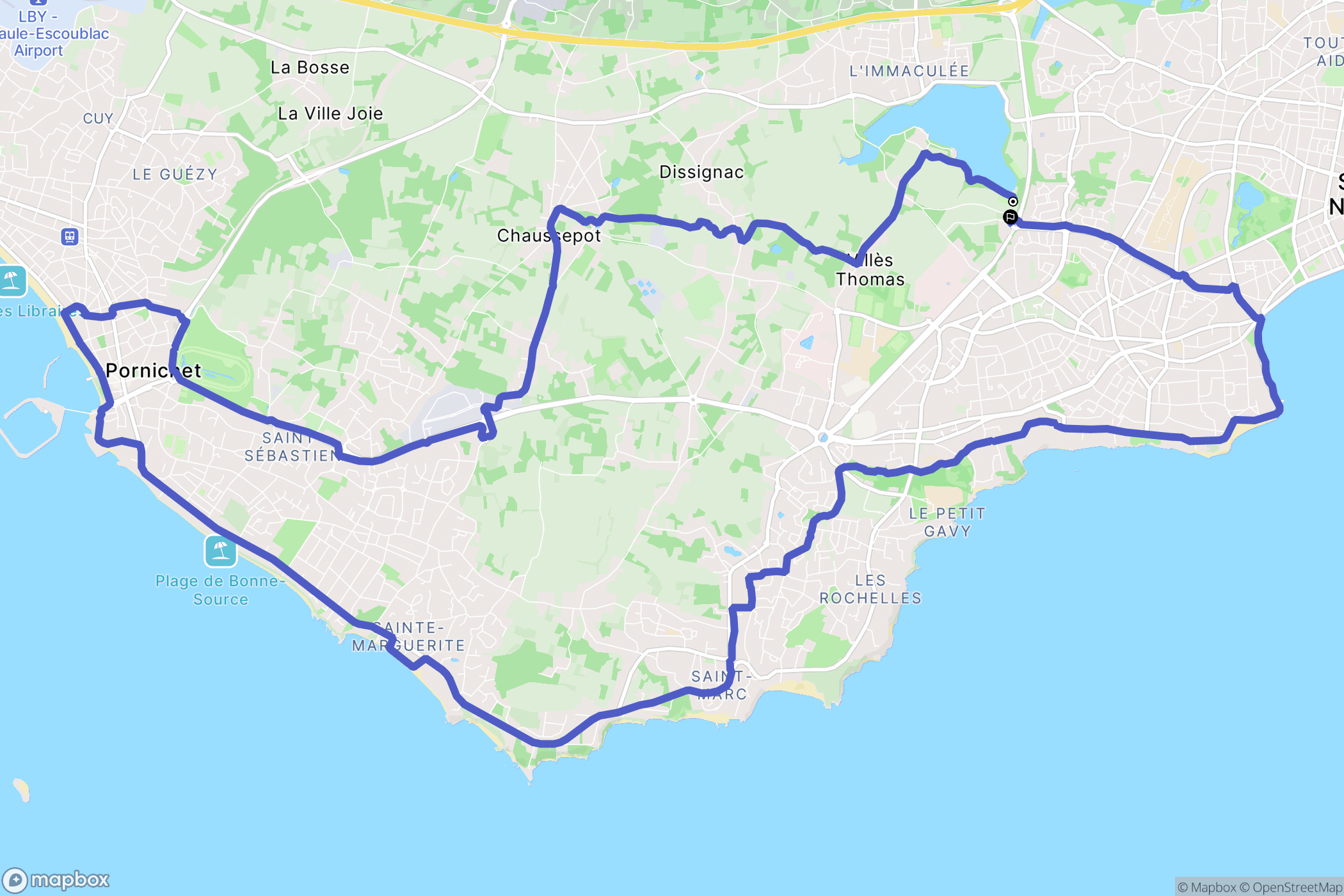 Saint-Nazaire : carte du parcours de randonnée - France
