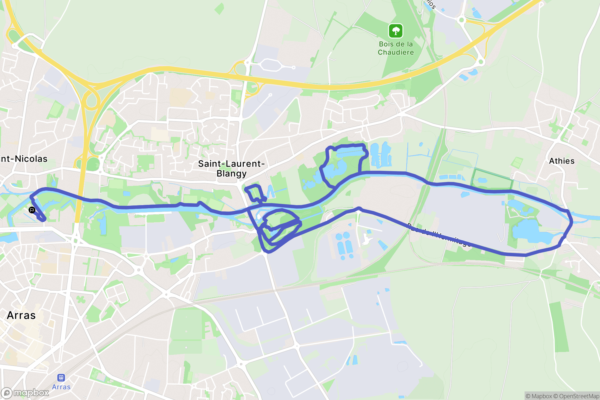 Arras : carte du parcours de randonnée - France
