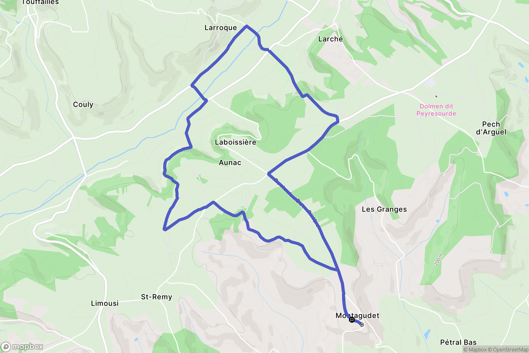 Montagudet : carte du parcours de randonnée - France