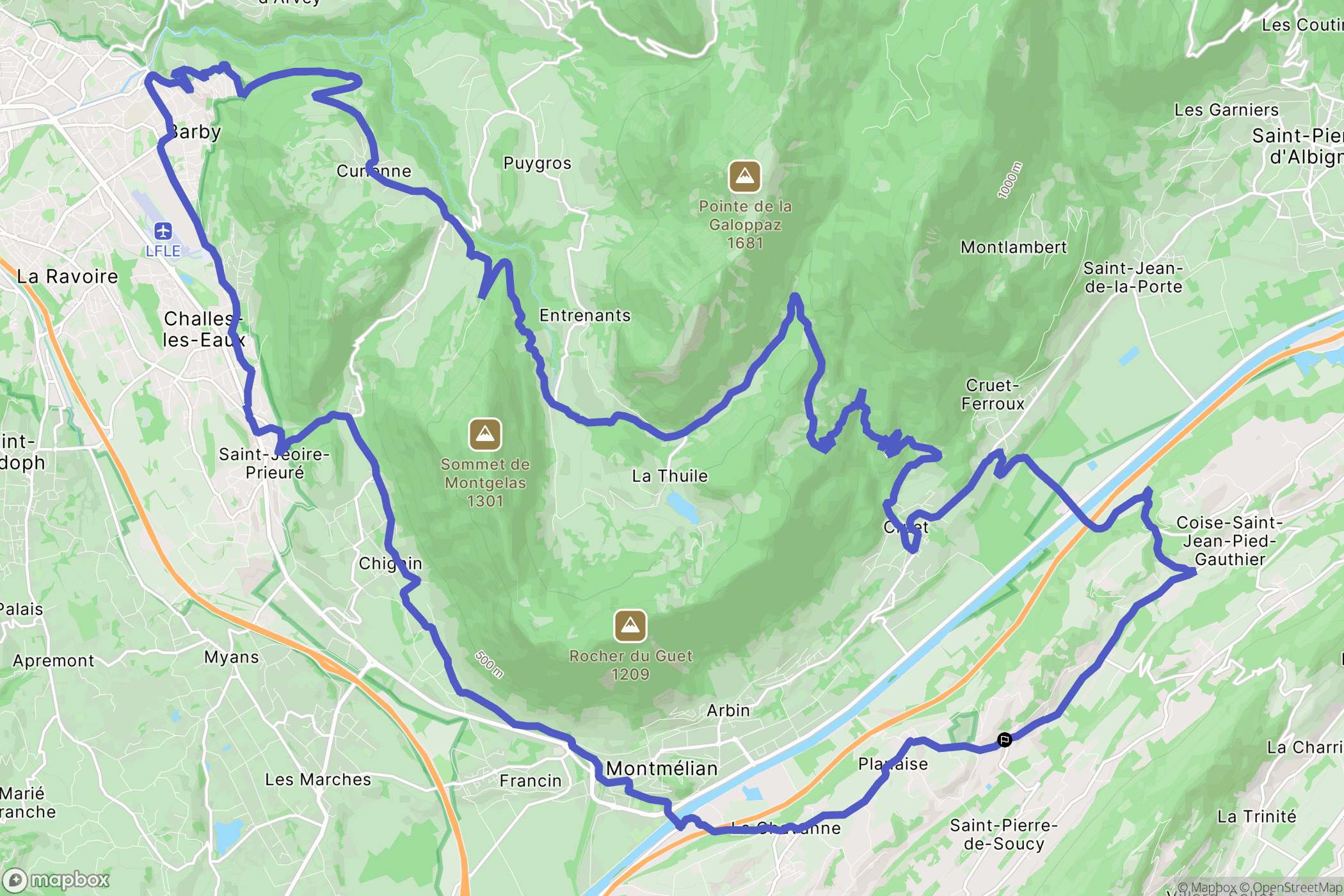 Coise-Saint-Jean-Pied-Gauthier : carte du parcours de randonnée - France