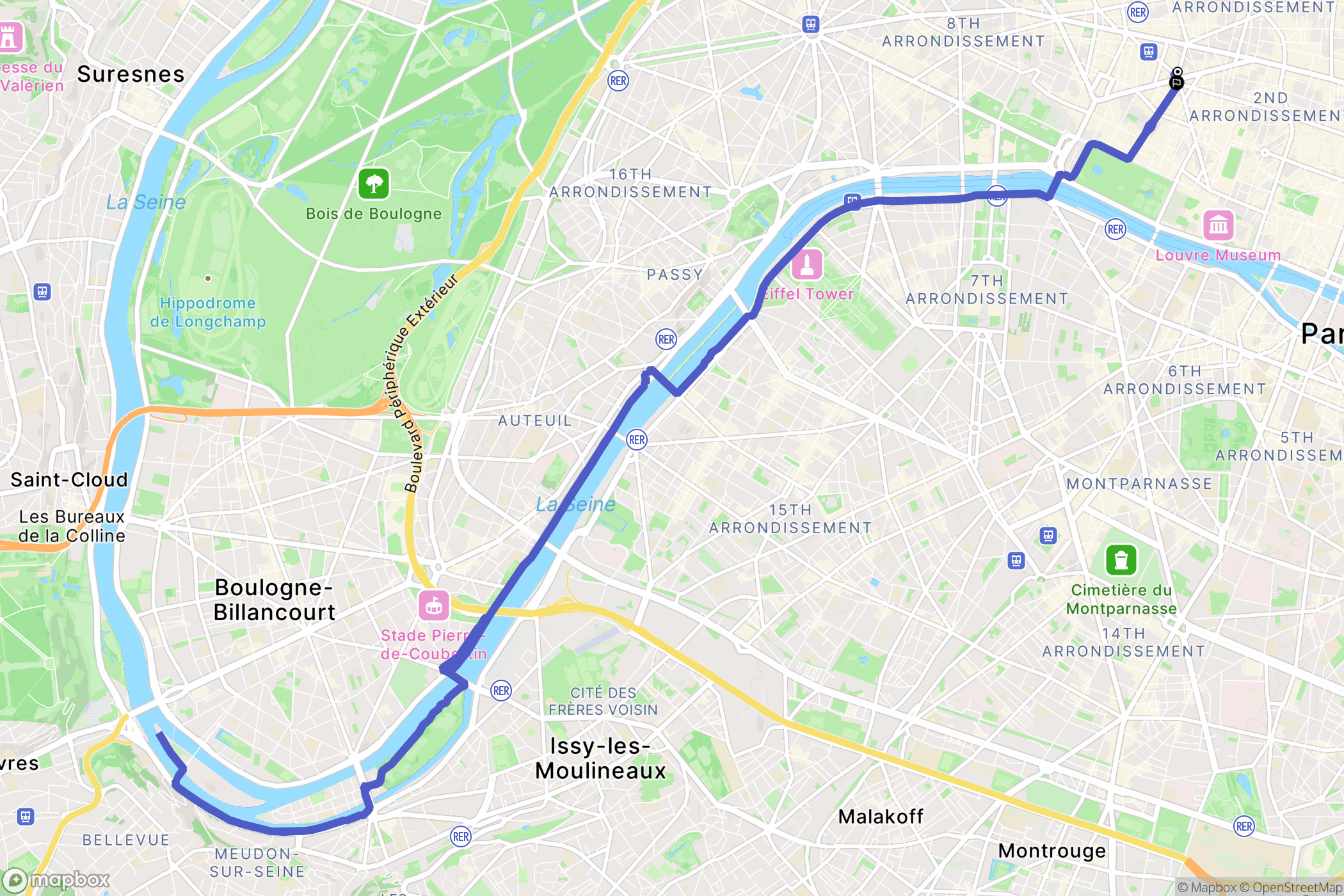 Paris : carte du parcours de randonnée - France