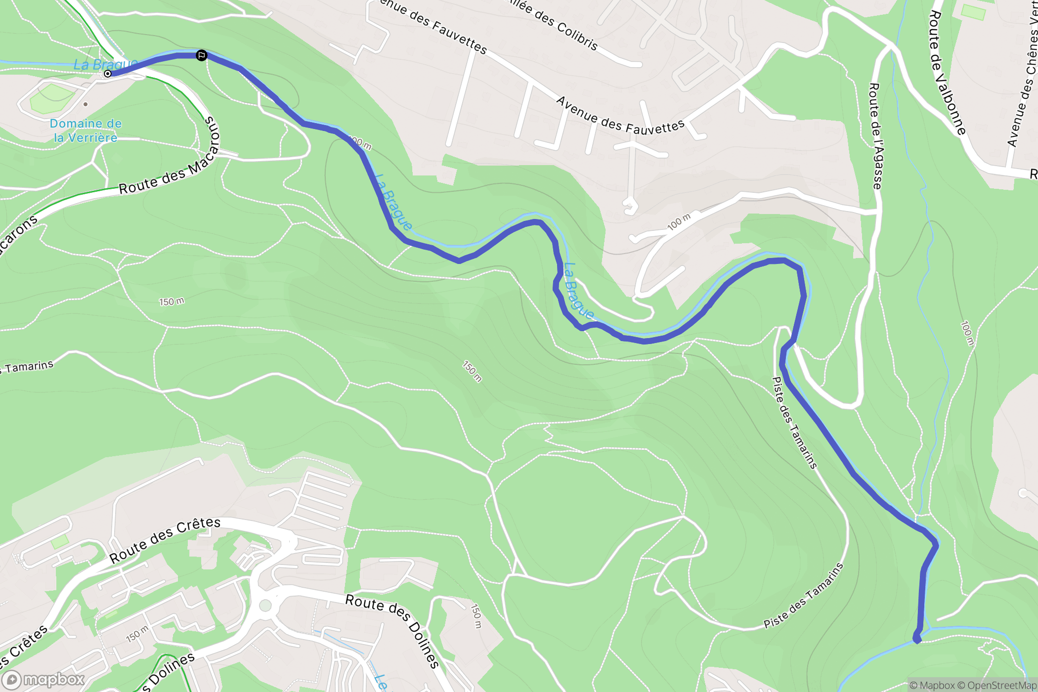 Valbonne : carte du parcours de randonnée - France