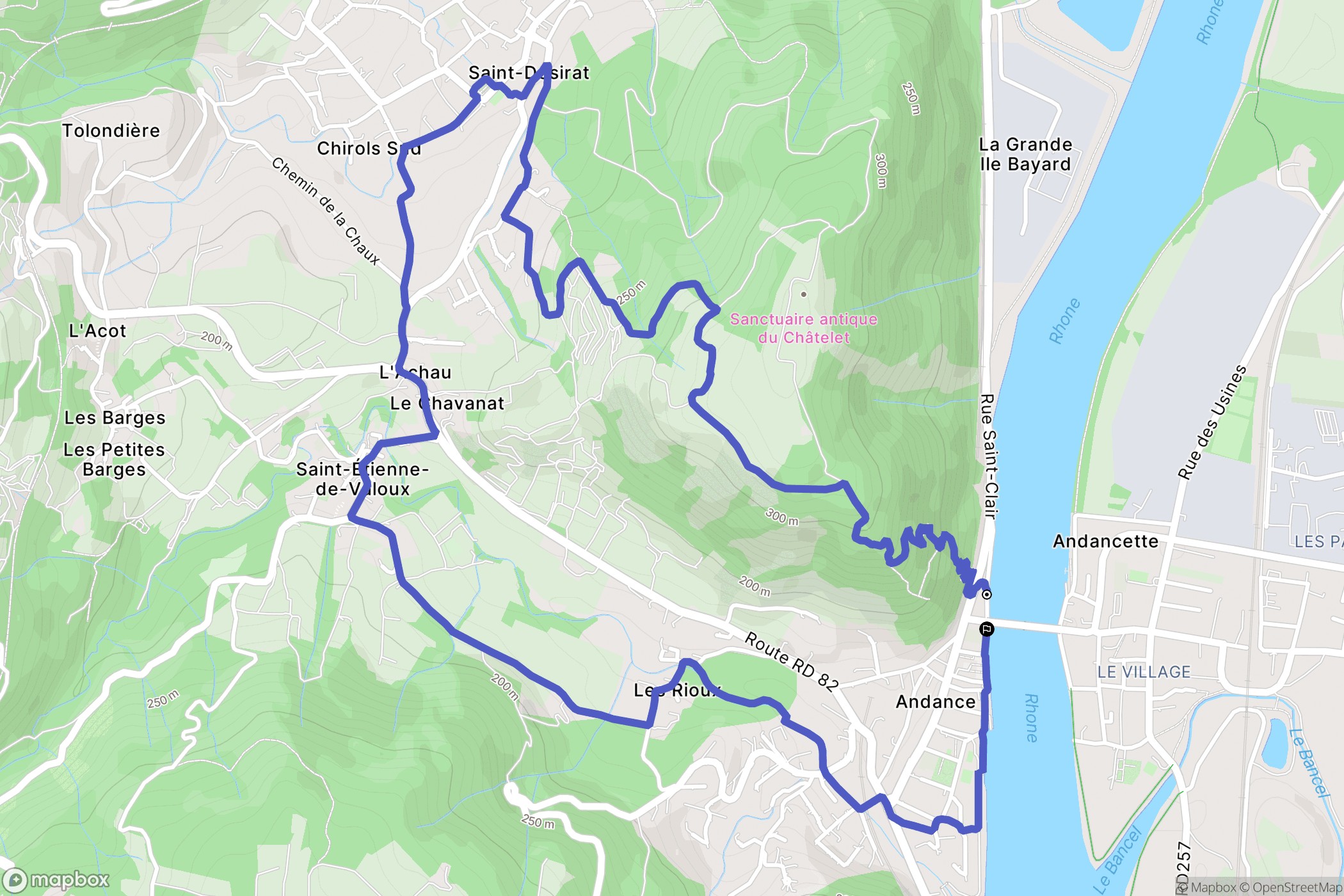 Andance : carte du parcours de randonnée - France