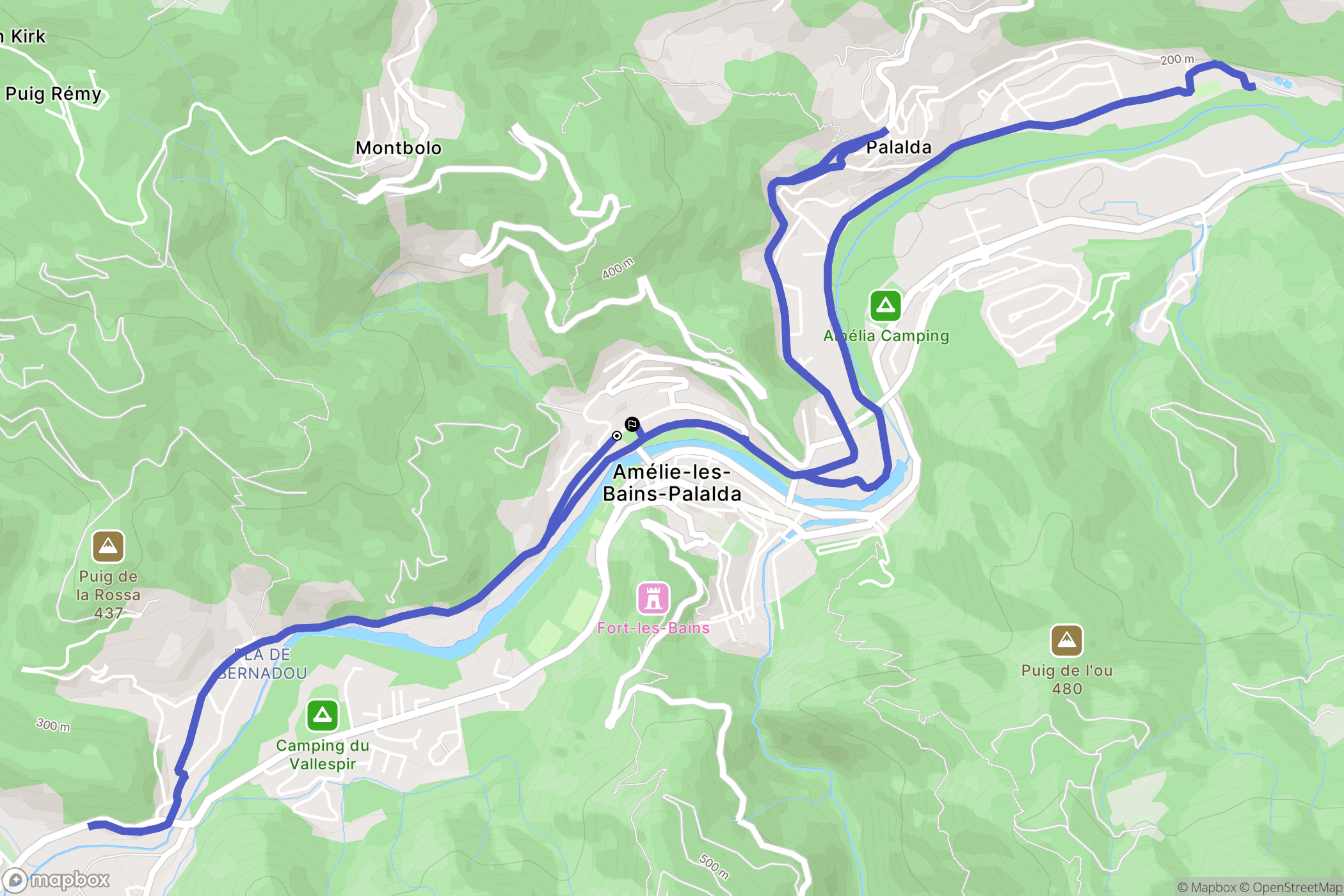 Amélie-les-Bains-Palalda : carte du parcours de randonnée - France