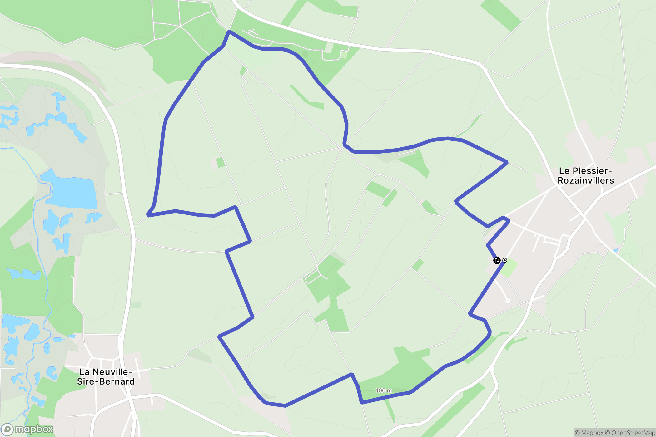 Le Plessier-Rozainvillers : carte du parcours de randonnée - France