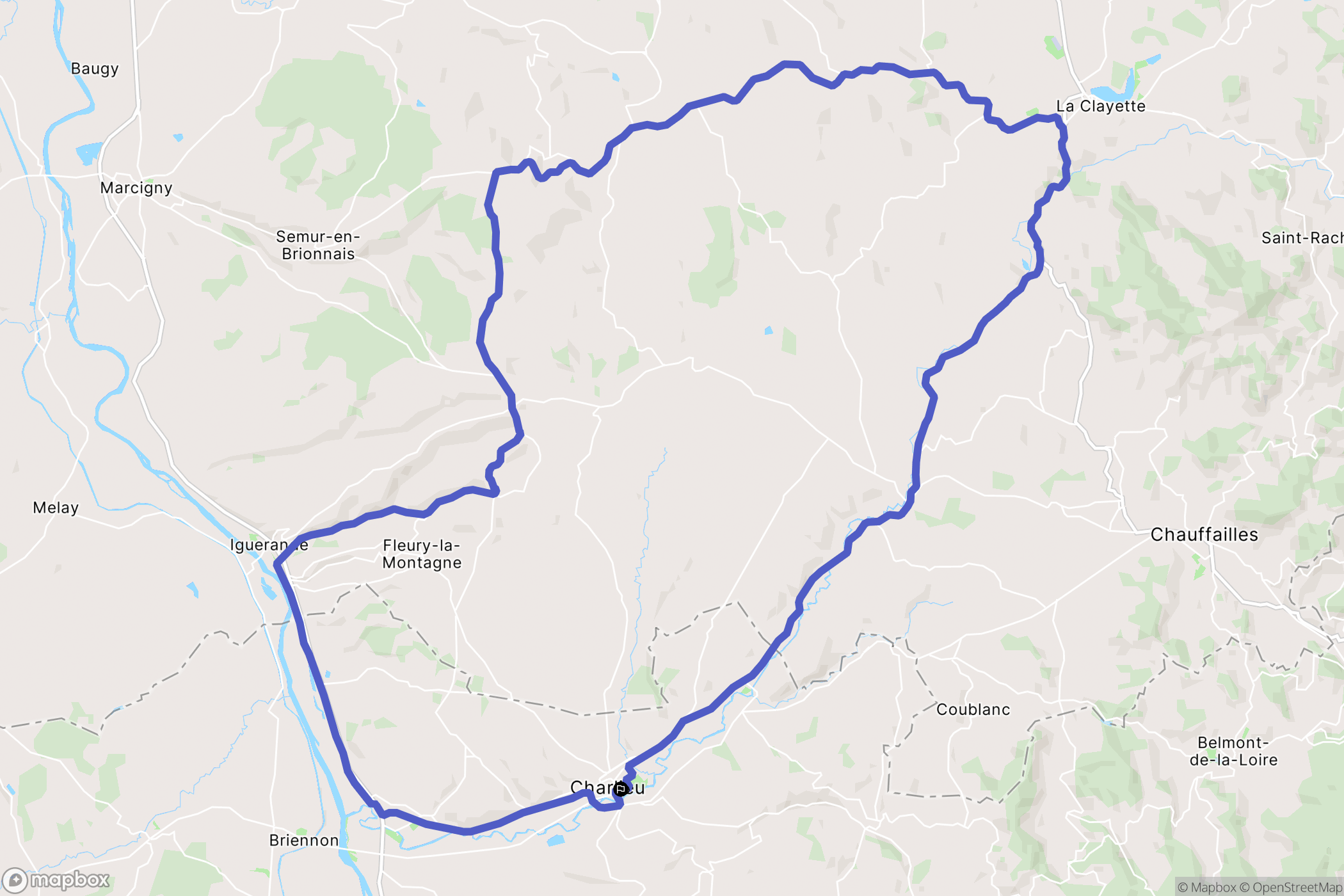 Charlieu : carte du parcours de randonnée - France
