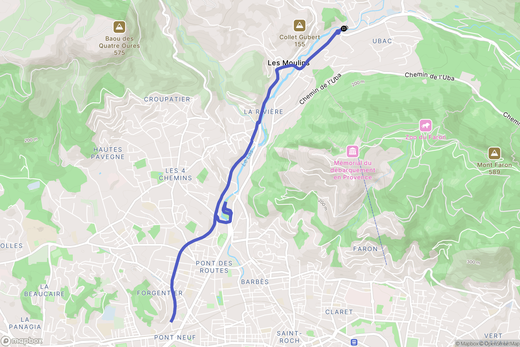 Le Revest-les-Eaux : carte du parcours de randonnée - France