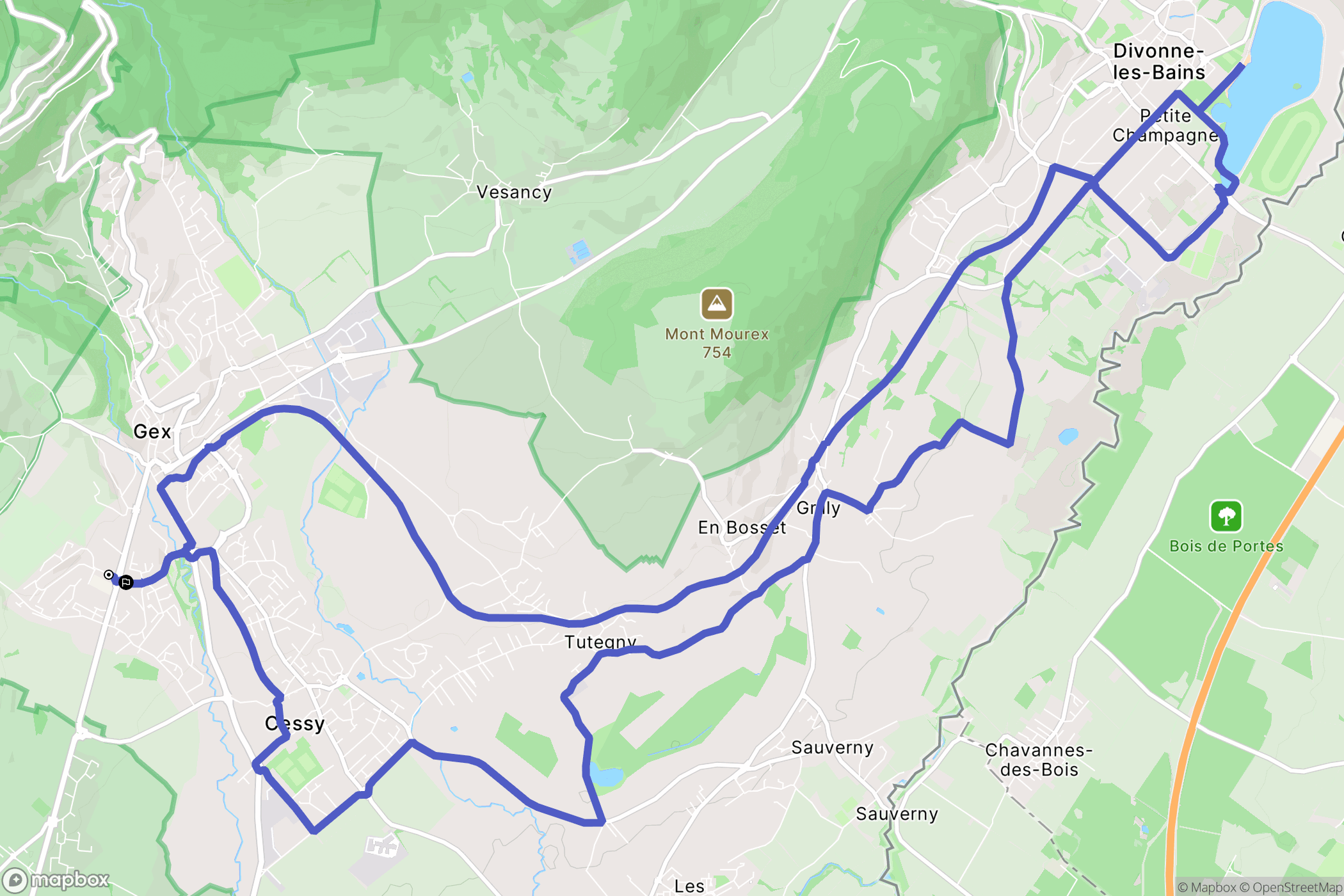 Gex : carte du parcours de randonnée - France