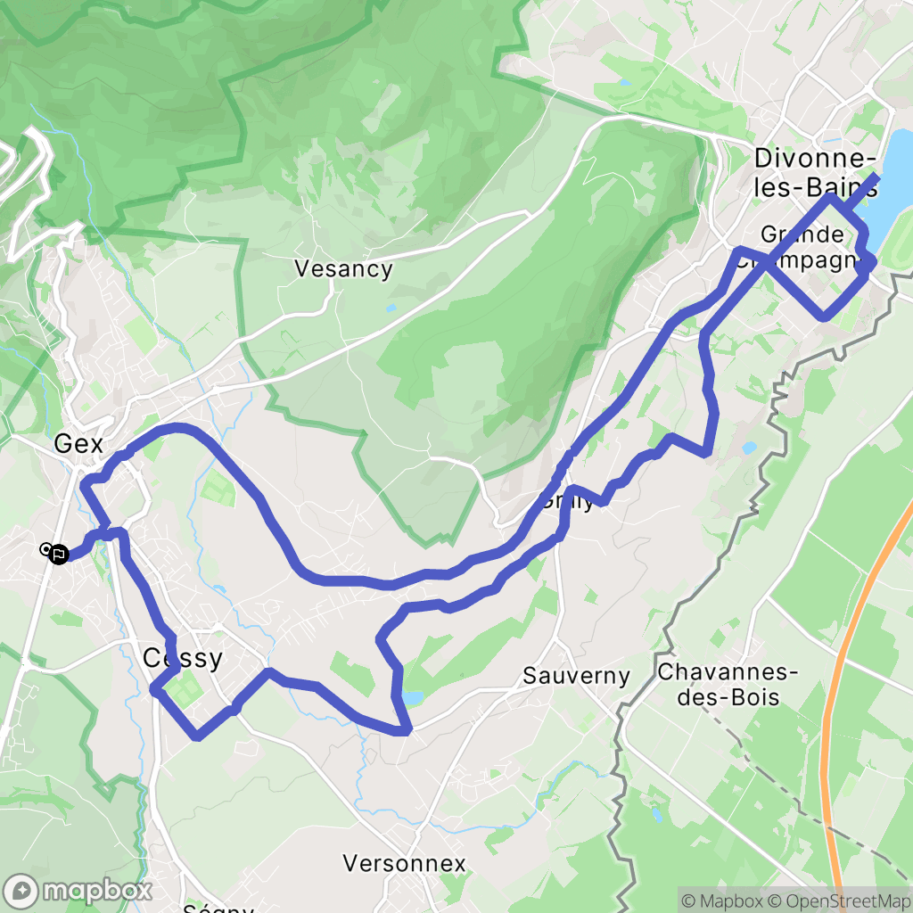 Gex : carte du parcours de randonnée - France