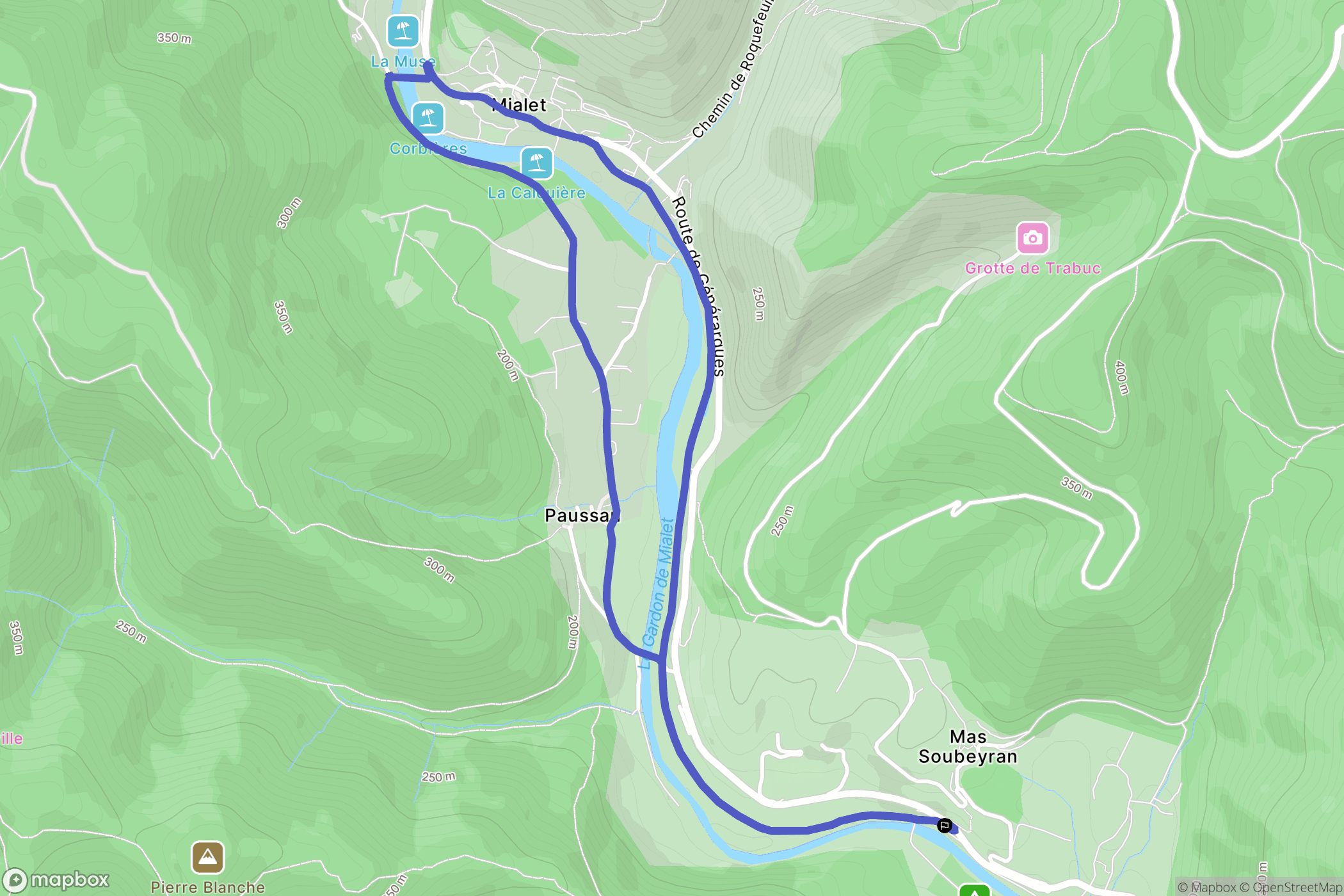 Mialet : carte du parcours de randonnée - France