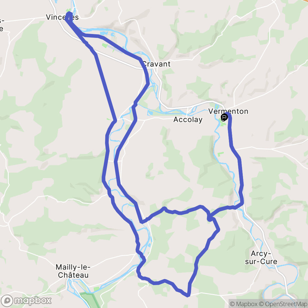 Vermenton : carte du parcours de randonnée - France
