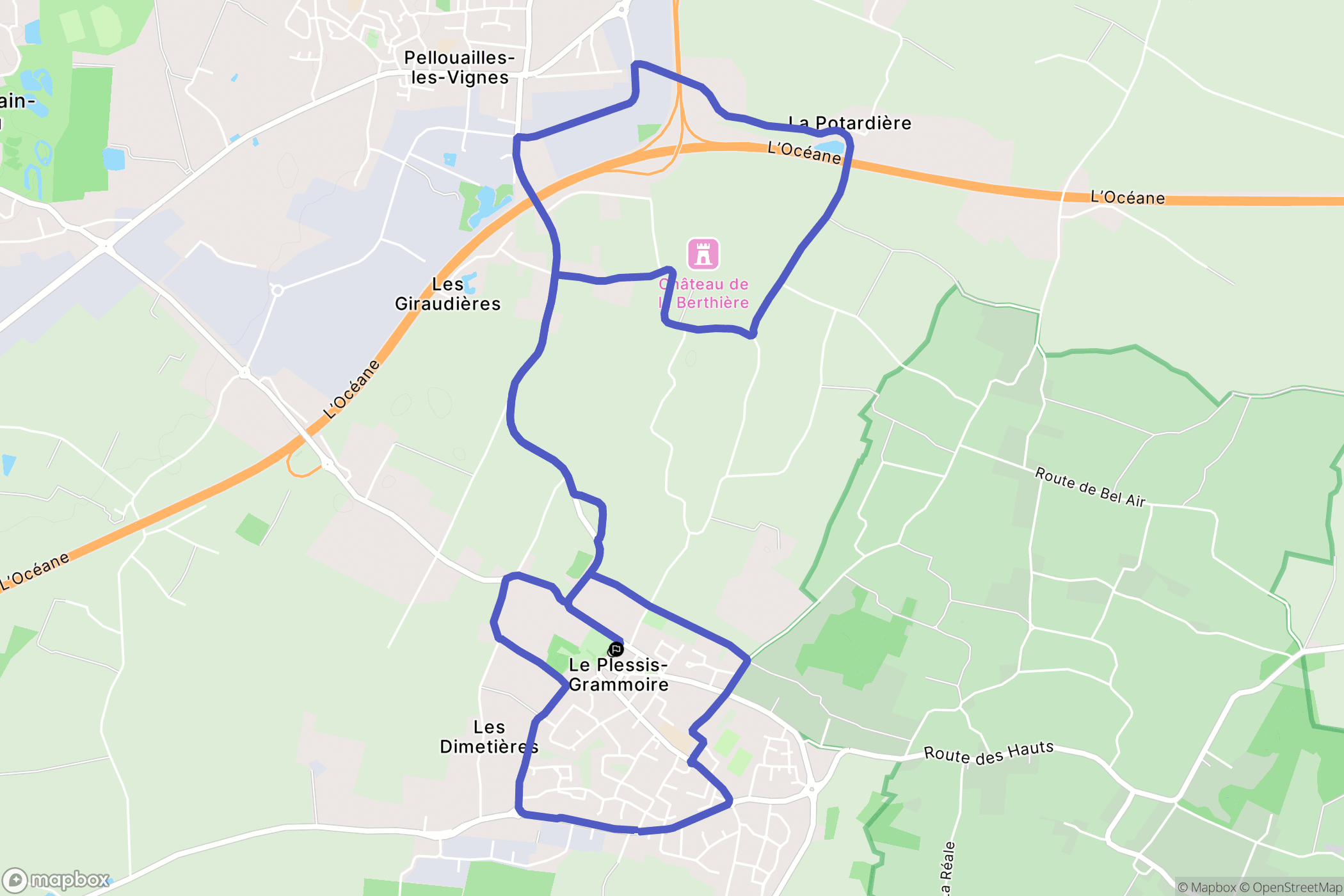 Le Plessis-Grammoire : carte du parcours de randonnée - France