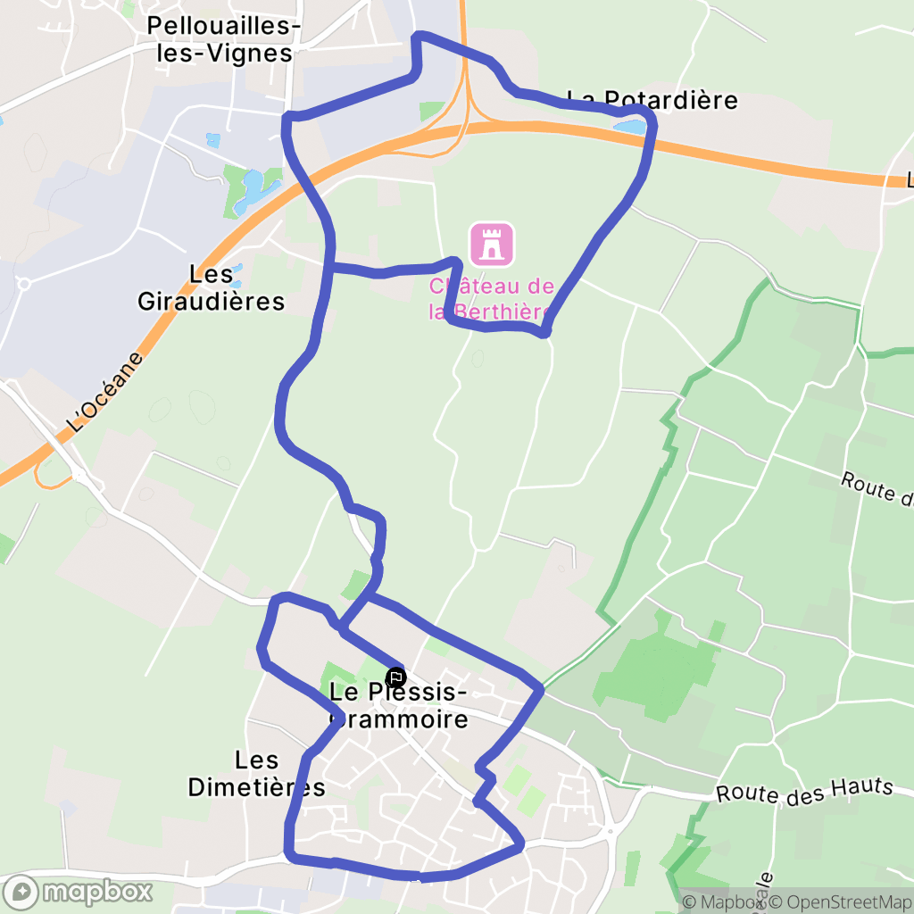 Le Plessis-Grammoire : carte du parcours de randonnée - France