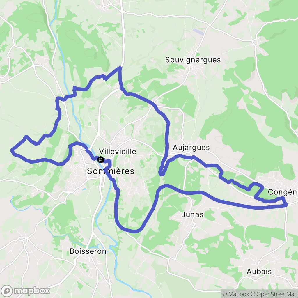 Sommières : carte du parcours de randonnée - France