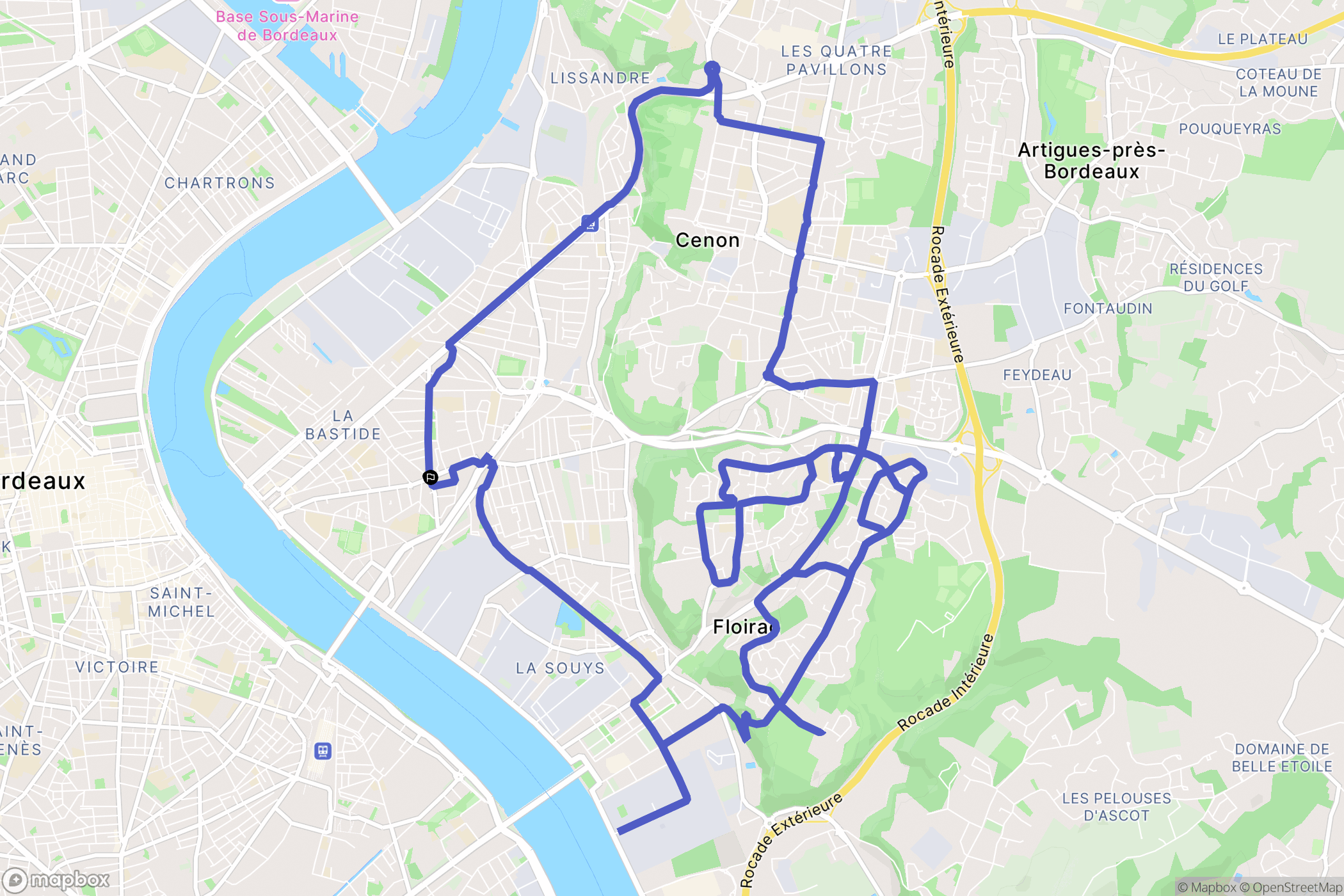 Bordeaux : carte du parcours de randonnée - France