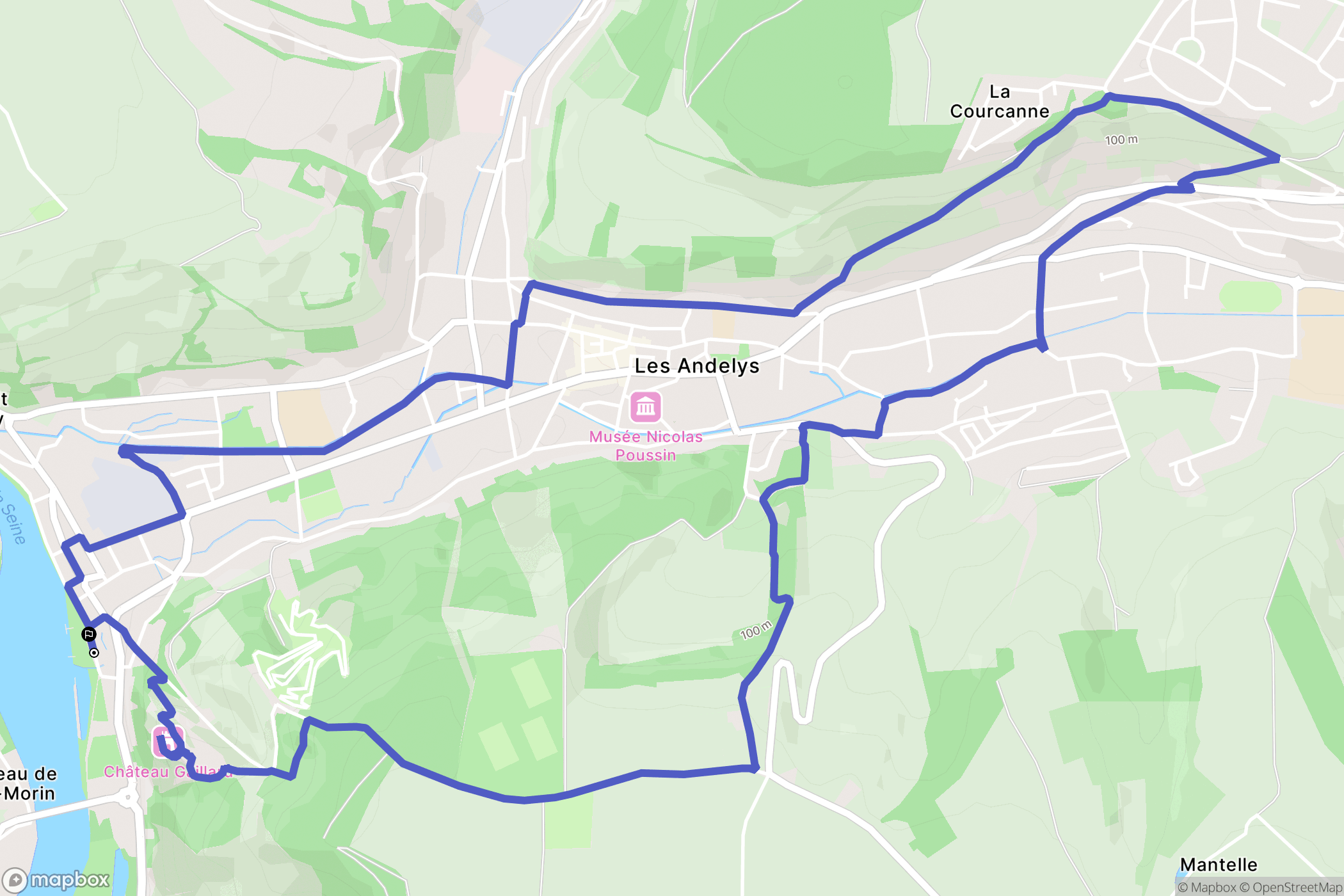 Les Andelys : carte du parcours de randonnée - France
