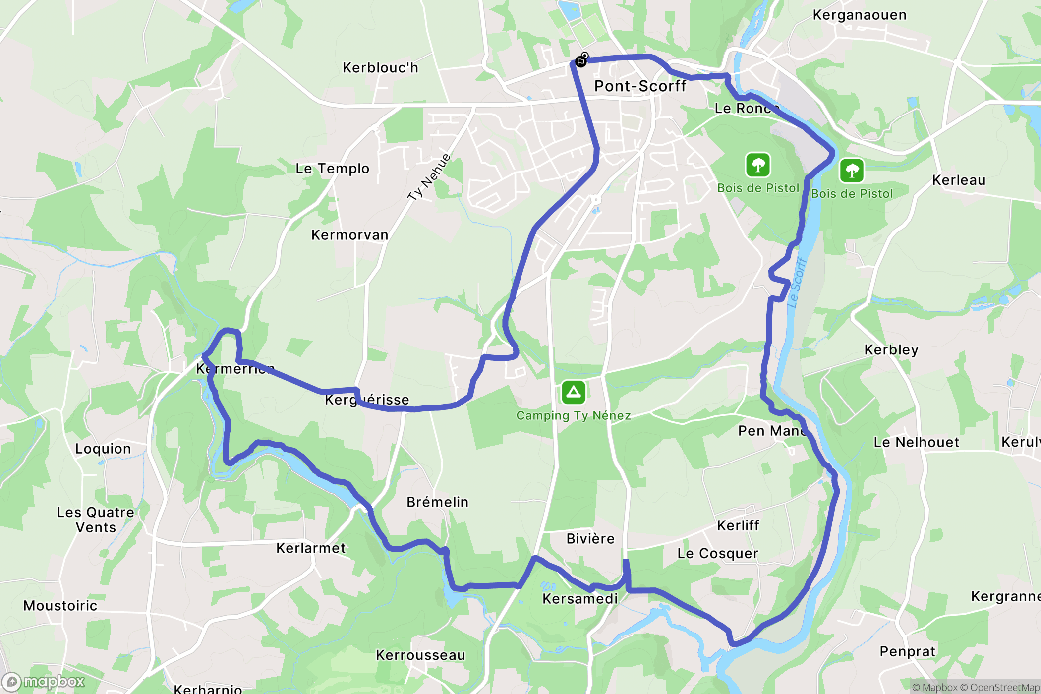 Pont-Scorff : carte du parcours de randonnée - France