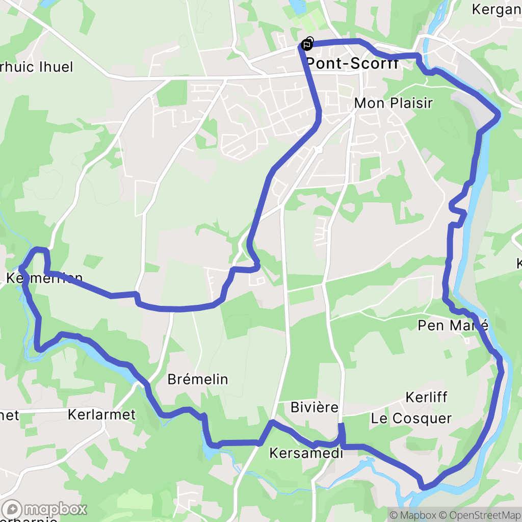 Pont-Scorff : carte du parcours de randonnée - France
