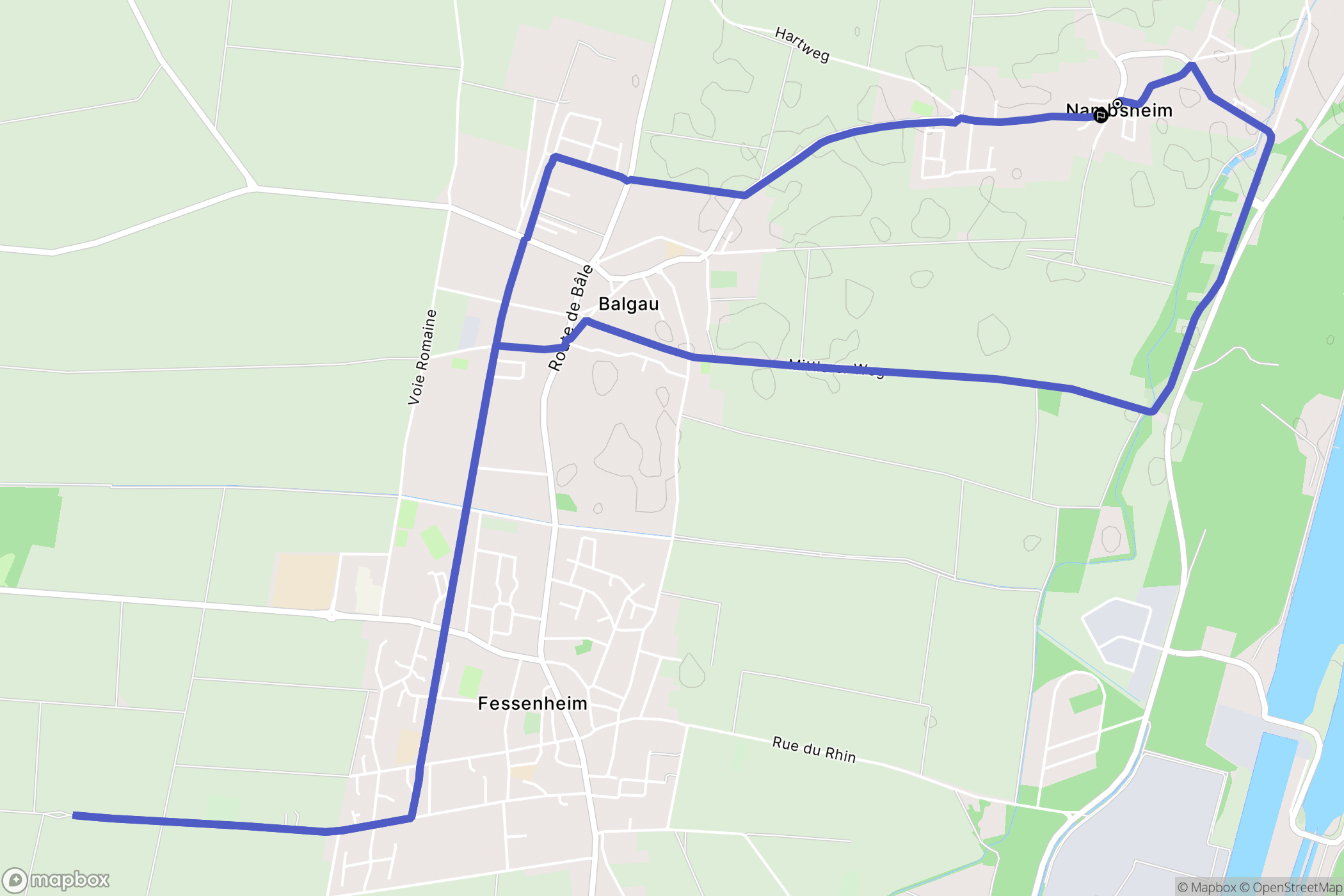 Nambsheim : carte du parcours de randonnée - France