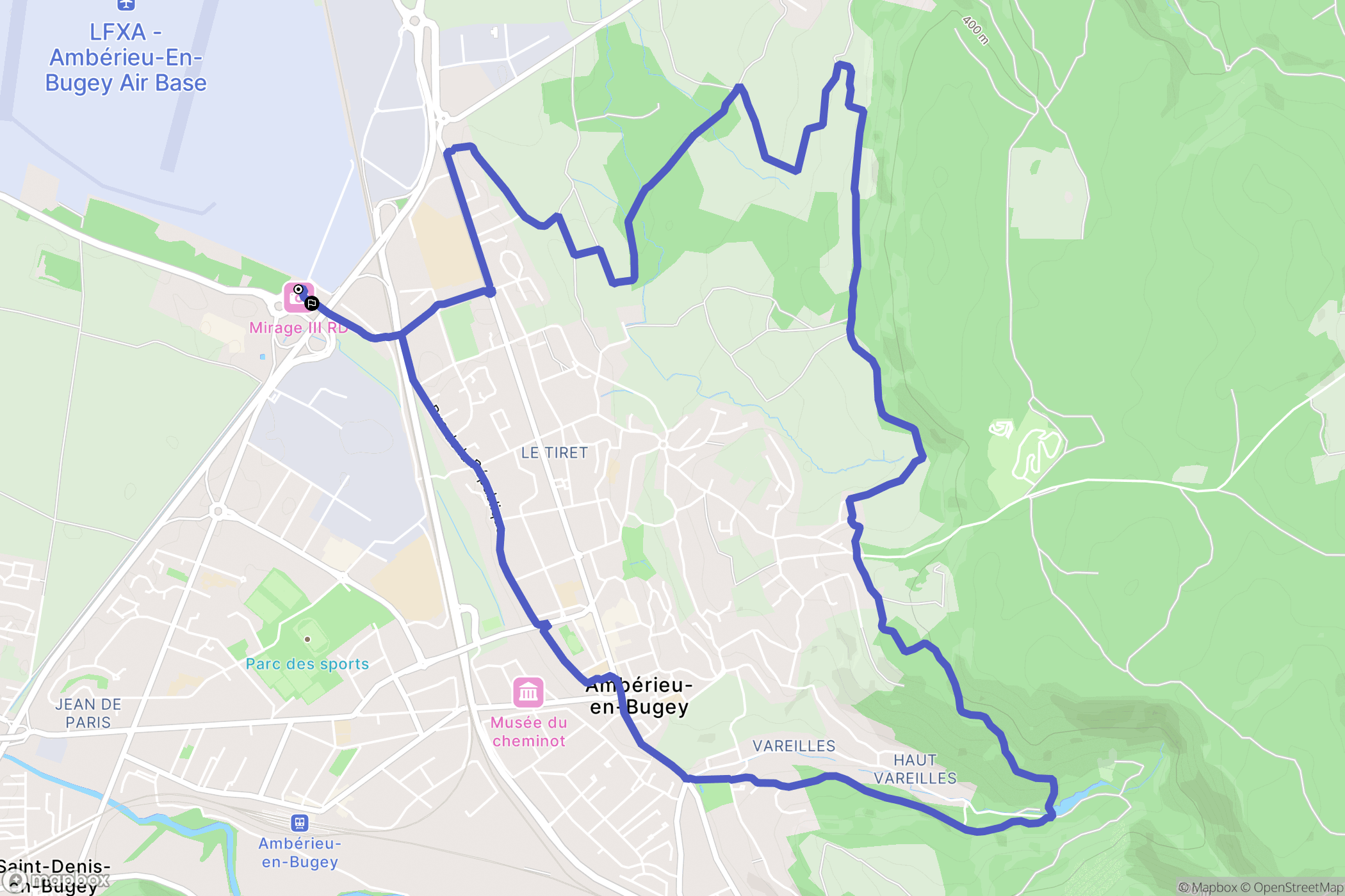 Ambérieu-en-Bugey : carte du parcours de randonnée - France