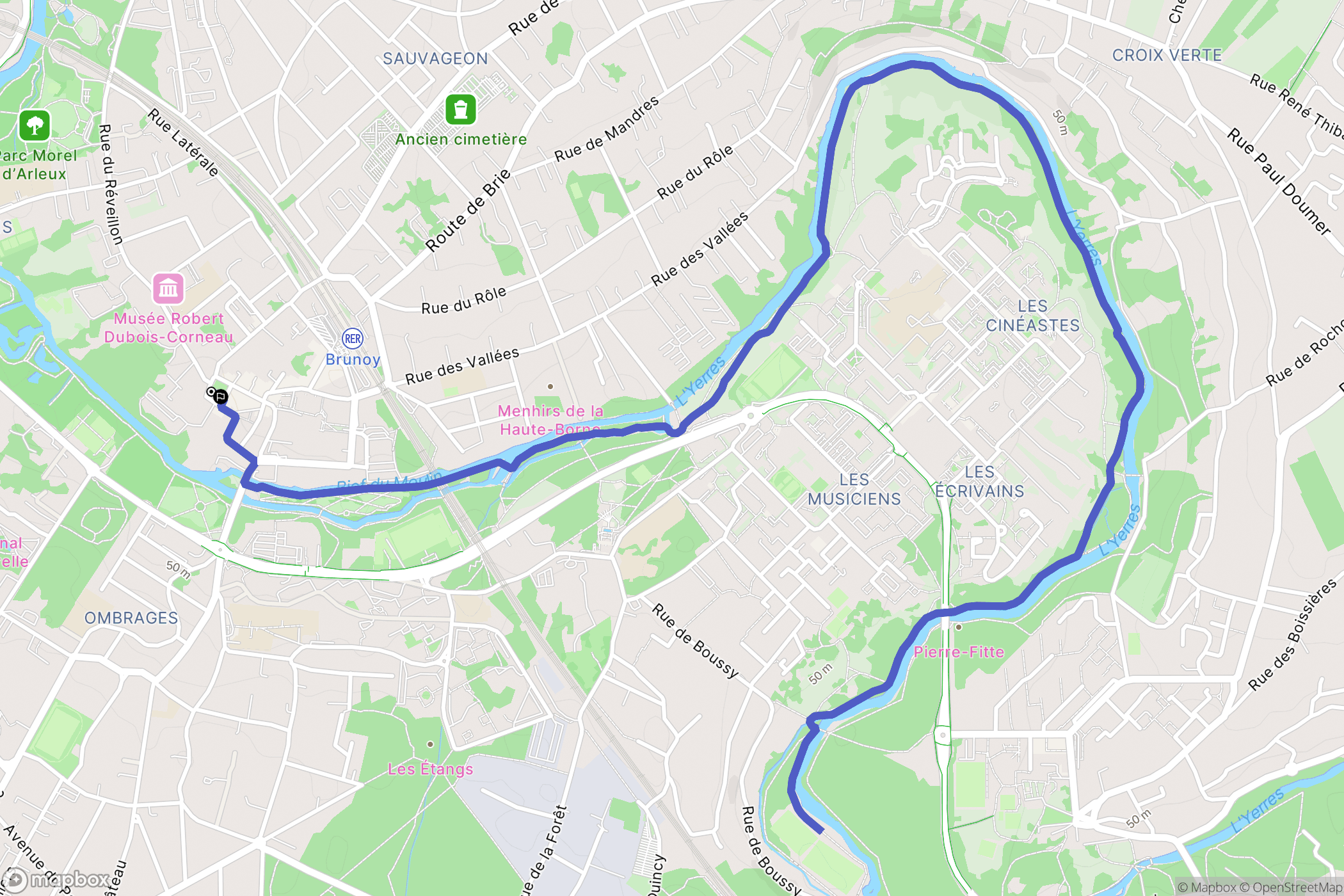 Brunoy : carte du parcours de randonnée - France