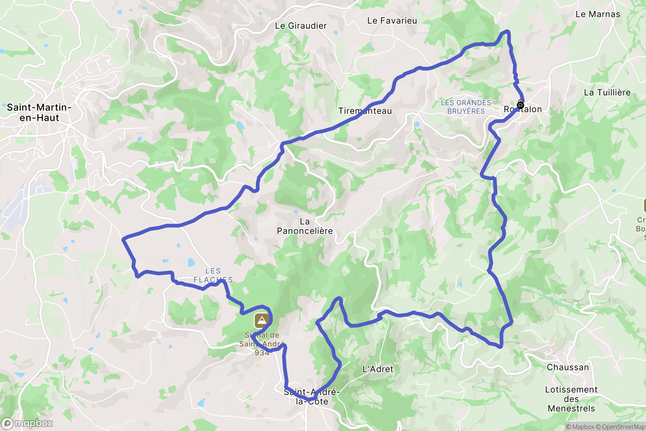Rontalon : carte du parcours de randonnée - France