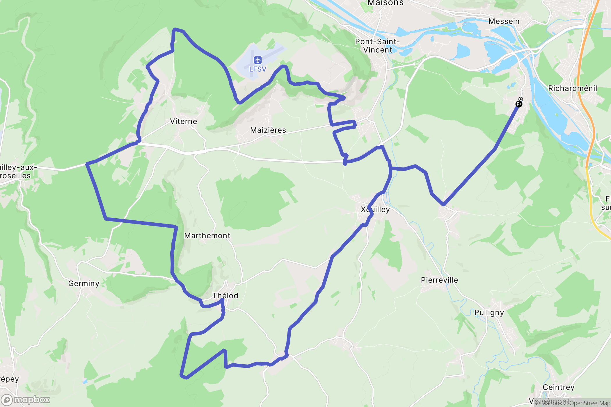 Méréville : carte du parcours de randonnée - France