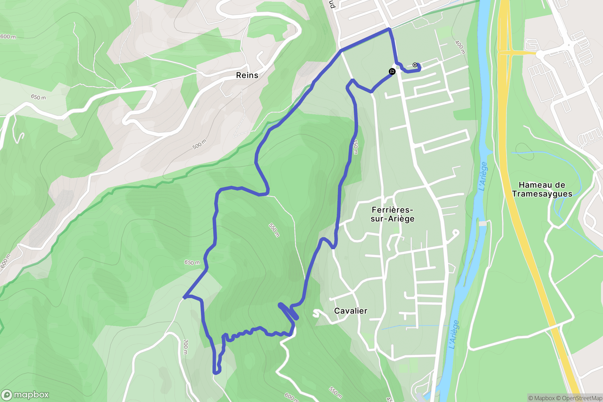 Ferrières-sur-Ariège : carte du parcours de randonnée - France