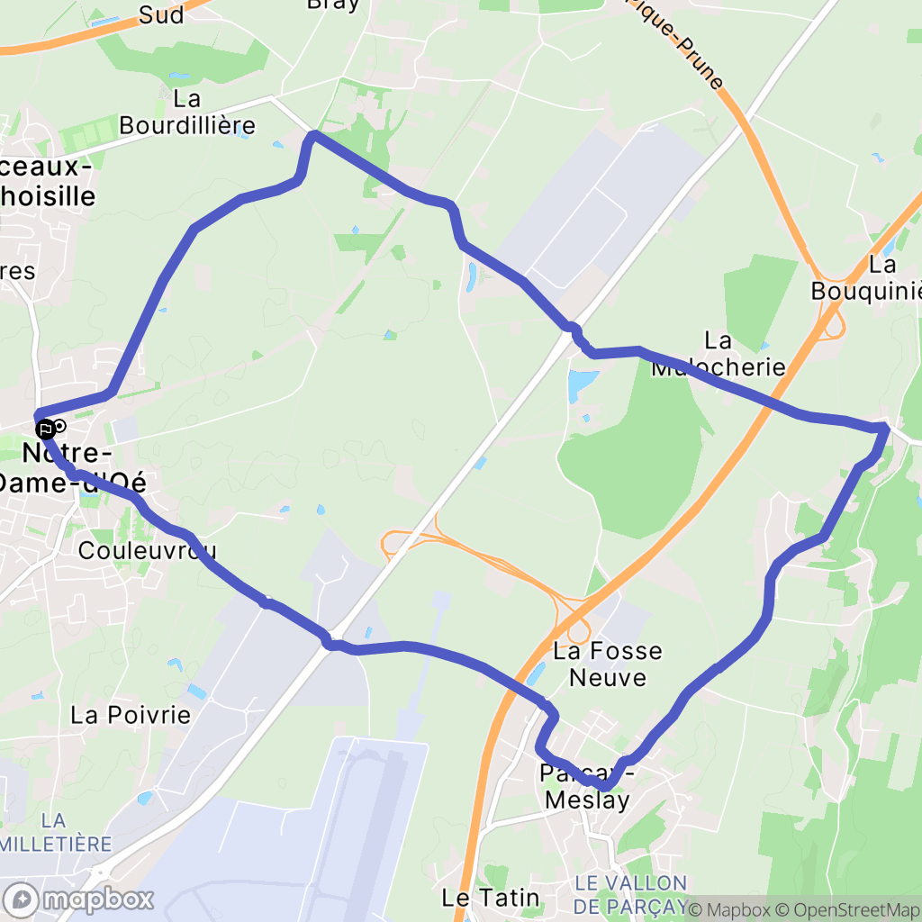 Notre-Dame-d'Oé : carte du parcours de randonnée - France