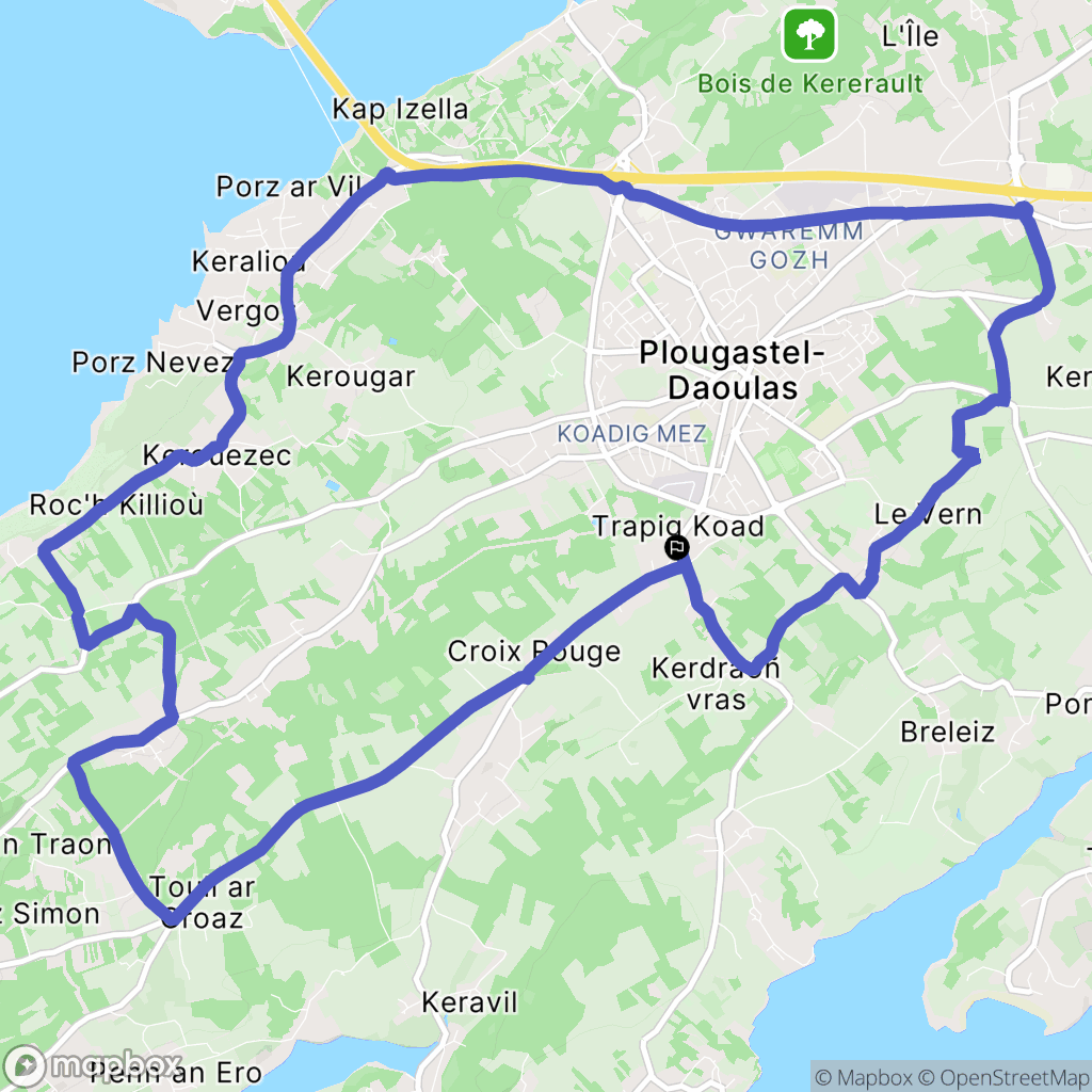 Plougastel-Daoulas : carte du parcours de randonnée - France