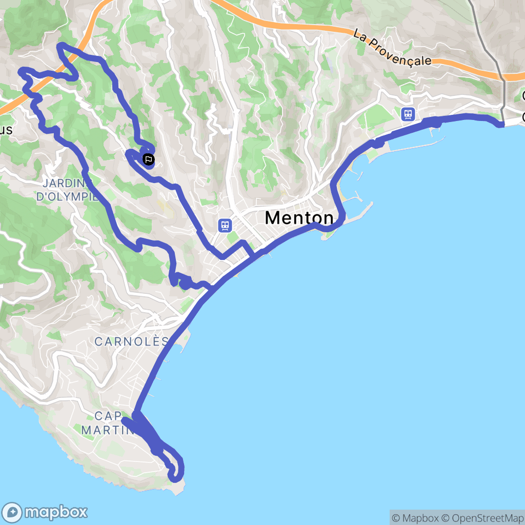 Menton : carte du parcours de randonnée - France