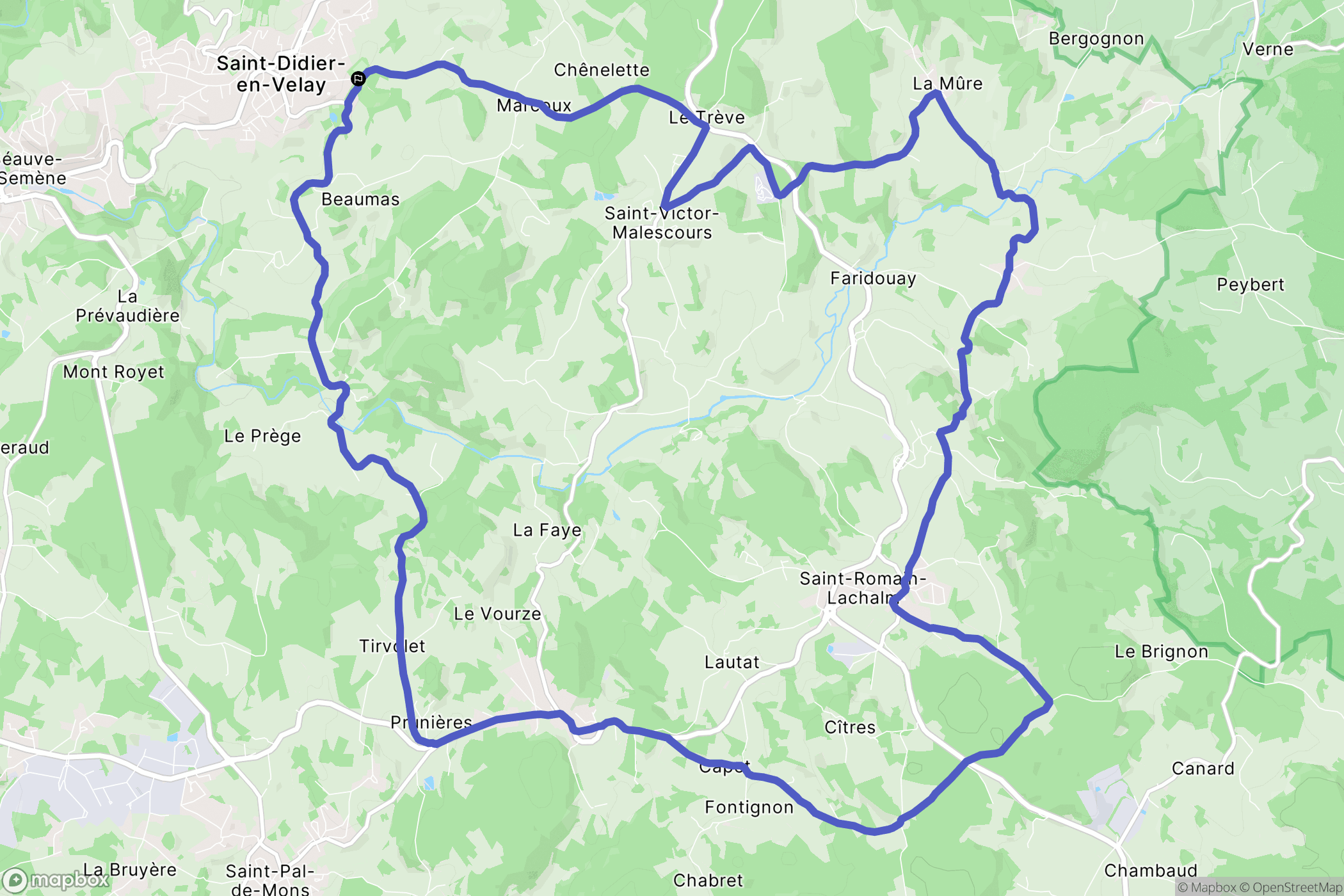 Saint-Didier-en-Velay : carte du parcours de randonnée - France