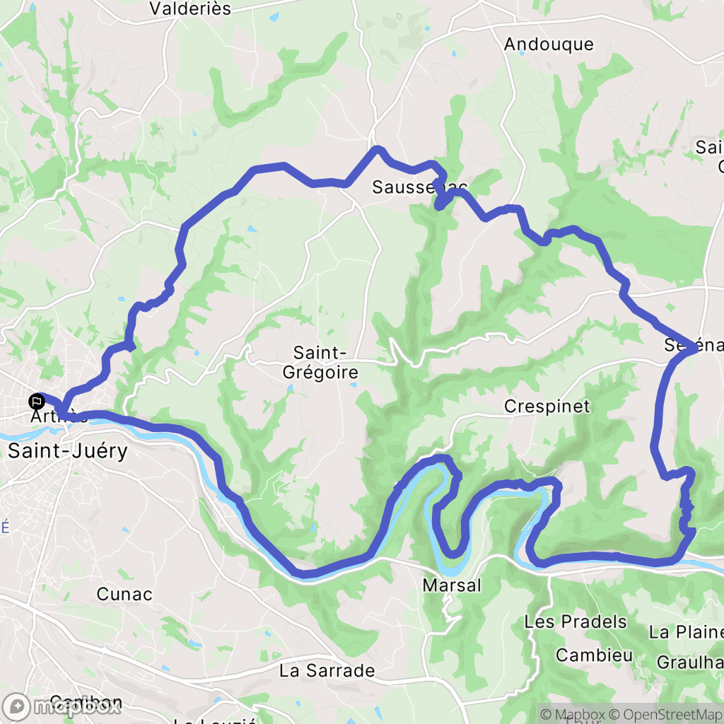 Arthès : carte du parcours de randonnée - France